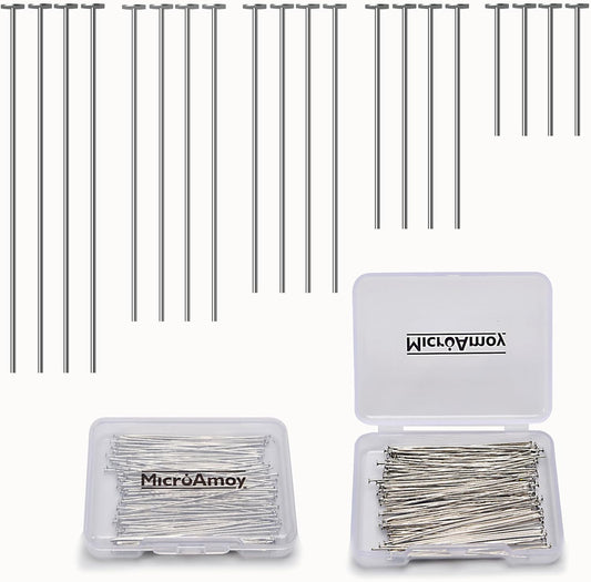 150pcs Silver Filled Flat Head Pins Non Tarnish Craft Earring Bracelet Jewelry Making Accessories Supplies (40mm (1.57in), Silver-Flat Head Pin)