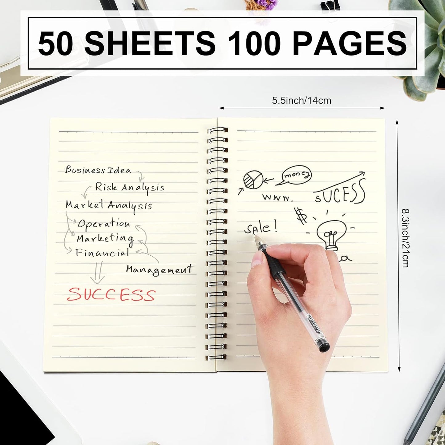 Yahenda 36 Pcs Spiral Notebook Bulk A5 Journal Lined 8.3'' x 5.5'' Writing Composition Paper Small Notepad Subject Notebook for Students Office Business Back to School Supplies (Black)
