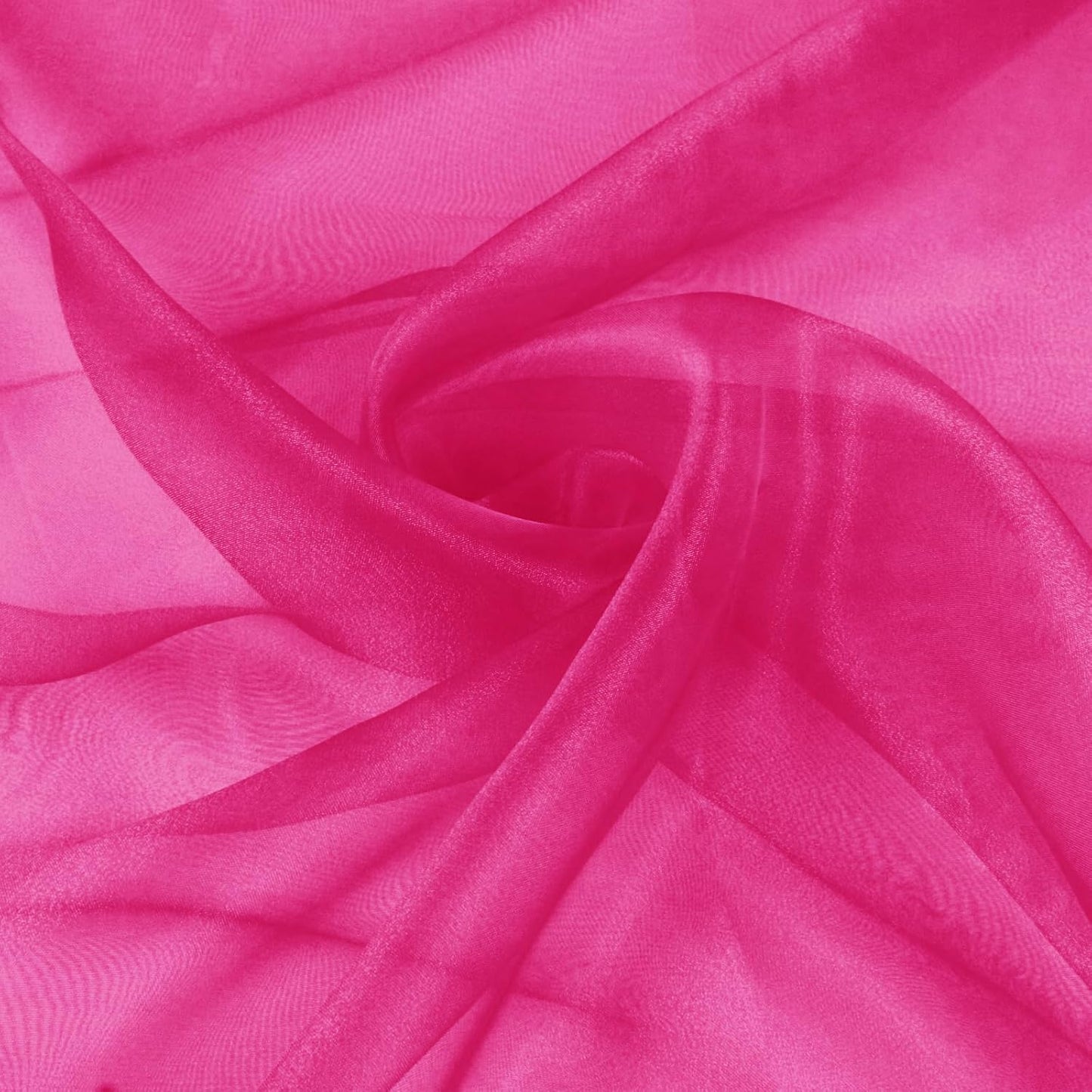 VACVELT Sheer Organza Fabric by The Yard, 60 Inch Wide Hot Pink Organza Fabric Bolt Bridal Sheer Tulle Fabric, Silk Organza Fabric Roll for Wedding Party Decorations Backdrop Curtain (2 Yards)