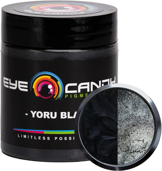 Eye Candy Pigments Premium Black Mica Powder - Yoru Black (25gr) - for Epoxy, Resin, Soap, Paint, Woodworking, Acrylic Pouring, Bath Bombs, Fishing Lures - DIY Arts and Crafts Additive