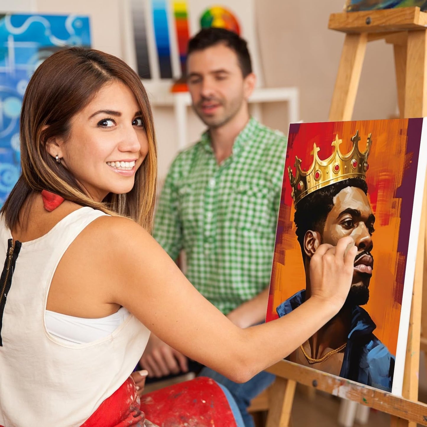 Zhanmai 12 Pack Pre Drawn Canvas for Painting Sip and Paint Kit 8" x 10" Paint Party Set Canvas Painting Pre Printed Canvases for Party Favor DIY Virtual Adult's Date Night(Fashionable Couple)