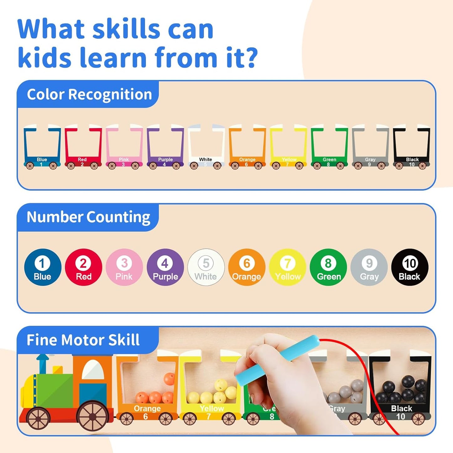 Magnetic Color and Number Maze, Montessori Toys for 2 3Year Old, Wooden Toddler Magnet Puzzles for Kids Girls Boys 2-4 3-5, Magnetic Board Train Learning Toys Birthday Gifts