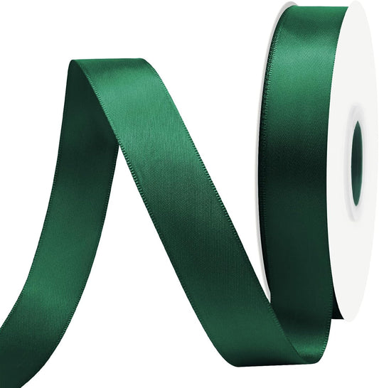 Spruce Satin Ribbon 7/8" X 50 Yards Solid Color Double Faced Ribbons Perfect for Crafts Wedding Decor Bow Making Arts Sewing and More