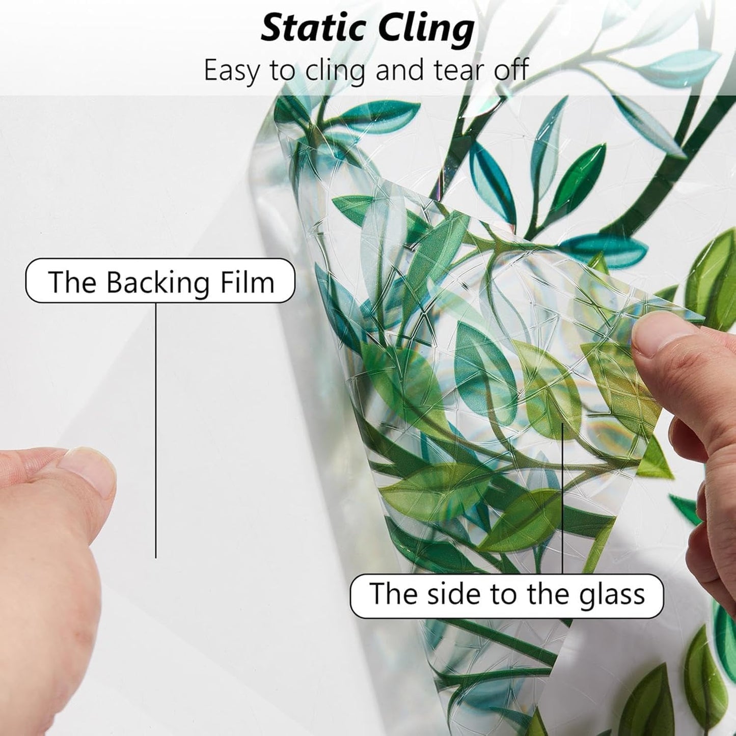 Finnez Window Privacy Film 3D Static Cling Window Film, No Glue Heat Control & 96% UV Blocking for Home Office, Decorative Frosted Glass Cover 11.8 Inch x 13.1 Feet