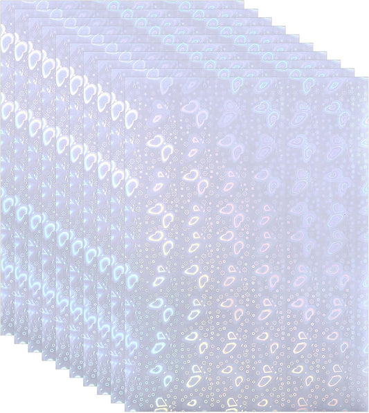 PATIKIL 11.7x8.3" Holographic Sticker Paper, 10Sheets A4 Polypropylene Self-adhesive Transparent Waterproof Laminate Overlay Film for Photo Cards Scrapbook Decorations, Butterfly