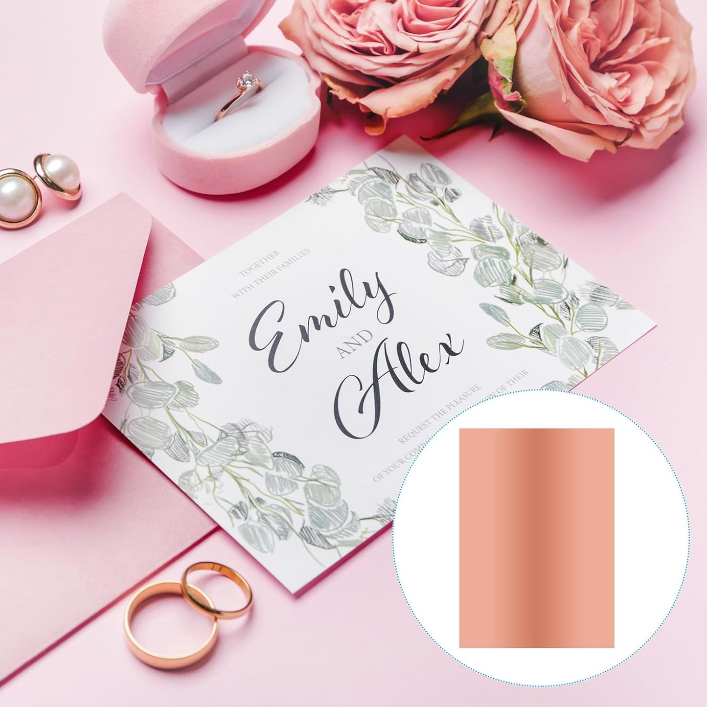 PATIKIL 11.7x8.3" Hot Stamping Foil Paper Sheet, 20 Sheets A4 Heat Transfer Hot Stamping Paper Foil for Leather DIY Logo Decor Craft Gift Package Scrapbook Card, Rose Gold