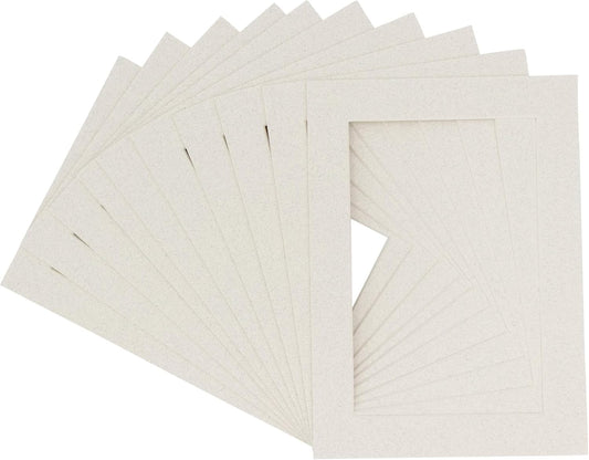 Pack of TEN 11x14 Mats Bevel Cut for 8.5x11 Photos - Acid Free Oyster Shell White Precut Matboards For Pictures, Photos, Framing - 4-ply Thickness