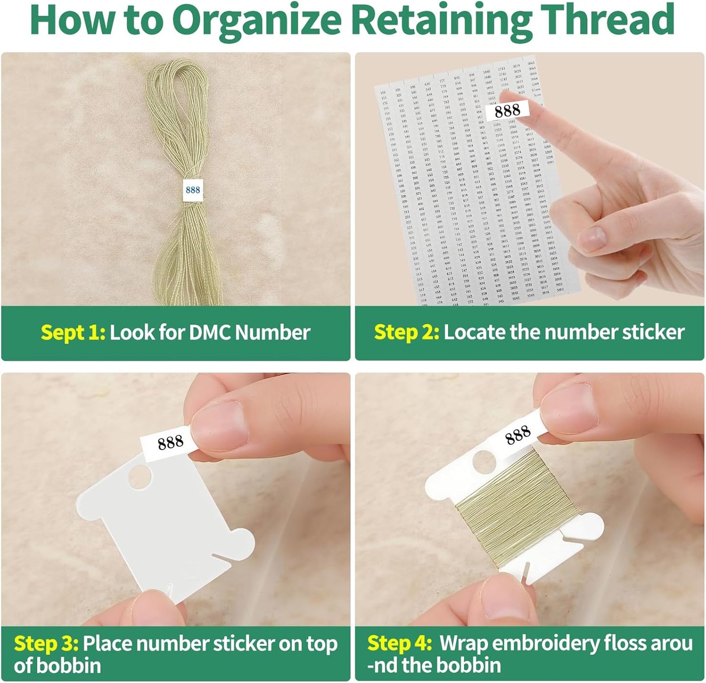 Yuahar 265Pcs Embroidery Floss Organizer Kit, 2 Removable 24-Grid Thread Storage Boxes with 250 Plastic Bobbins, 2 Bobbin Winders and Stickers for DIY Cross Stitch Needlework Thread Sewing