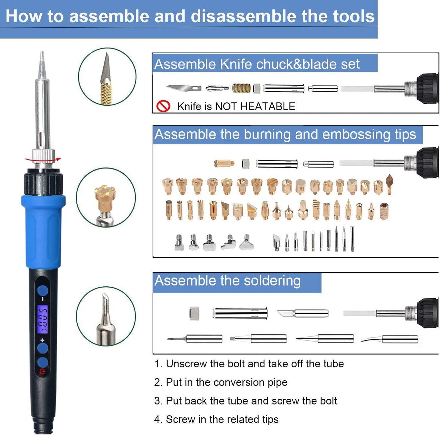 112PCS Calegency Wood Burning Kit-Wood Burning Tool Set with Digital LCD Display Pyrography Pen Adjustable Temperature and Embossing/Carving/Soldering/Engraving Tips for Wooden Crafts