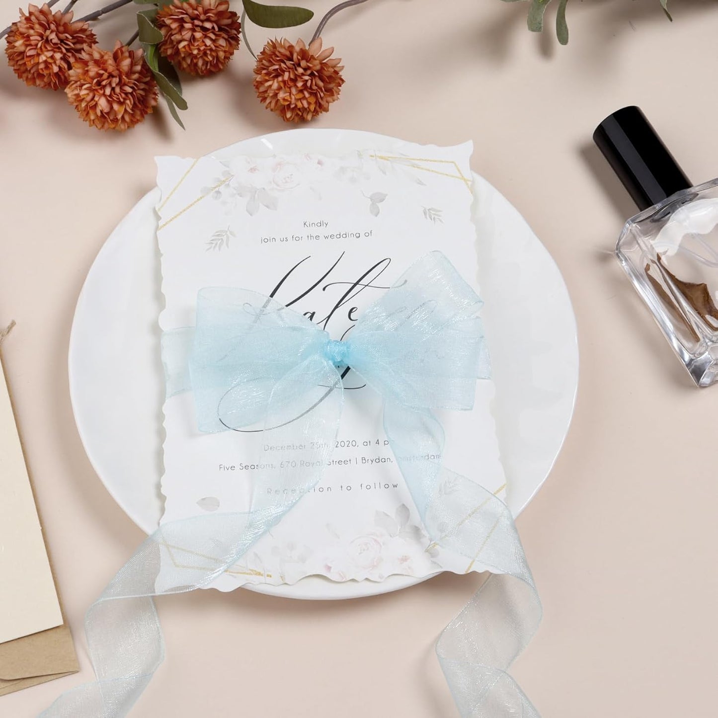 Ribbon for Gift Wrapping 3/4 inch Light Blue Sheer Organza Ribbon for Flower Bouquet Tulle Thin Chiffon Ribbons for Wedding Invitations Christmas Halloween Presents Decorations Crafts 50 Yards