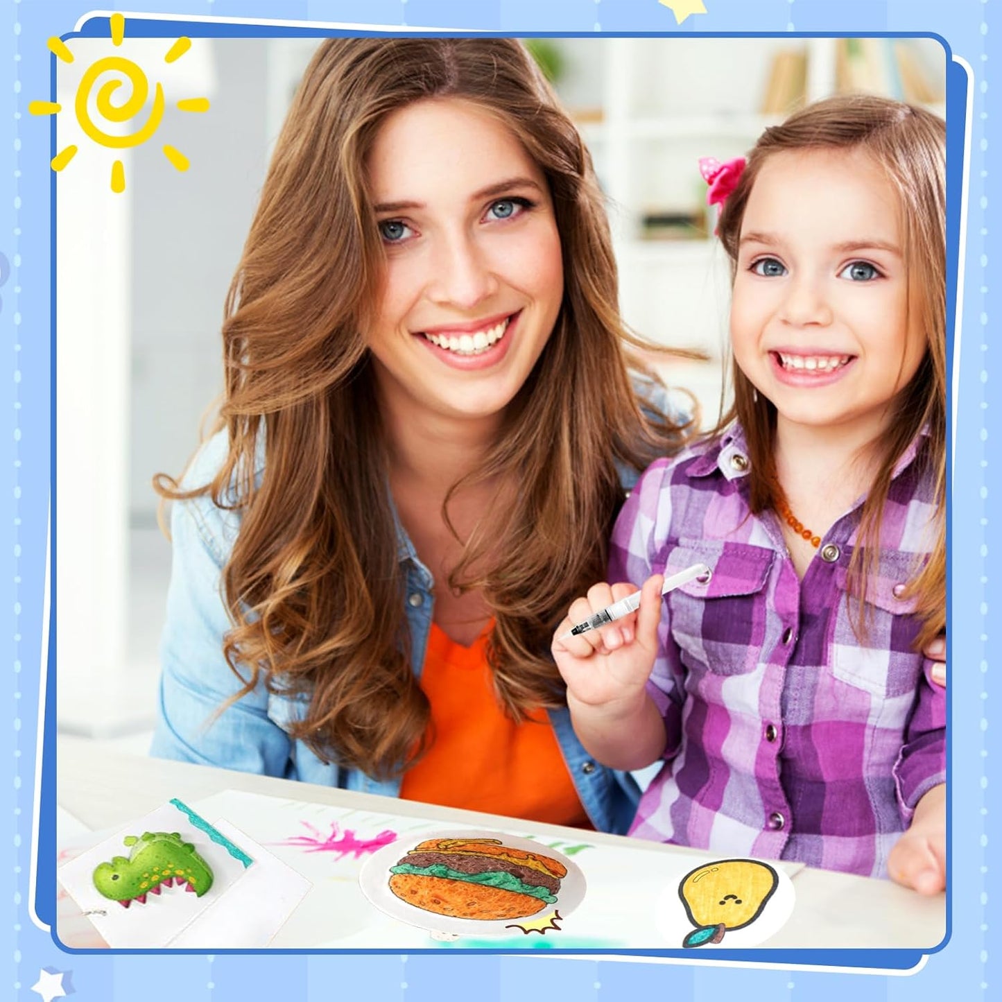 Magic Puffy Paint Kit,38Pcs Puffy Foam Texture Painting Kit,Including 18 Pcs Foam Texture Paper,12 Colors Acrylic Markers,2 Water Brushes,Magical 3D Drawing Sponge DIY Bubble Drawing Pens Art Supplies