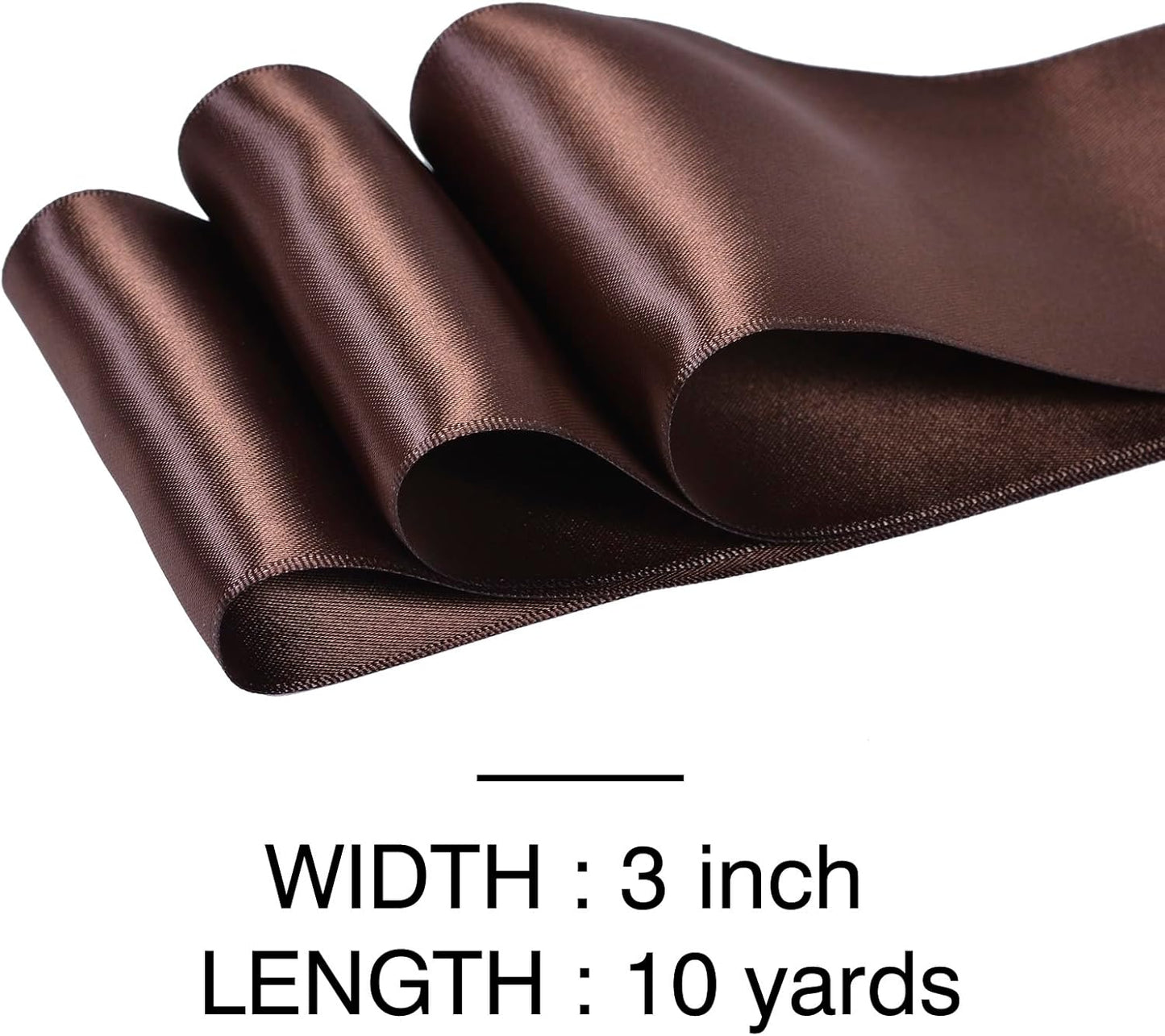 YAMA Brown Double Faced Satin Ribbon, 3 Inch 10 Yards, Great for Crafts Bows Flower Bouquet Wedding Home Decor Gift Wrapping