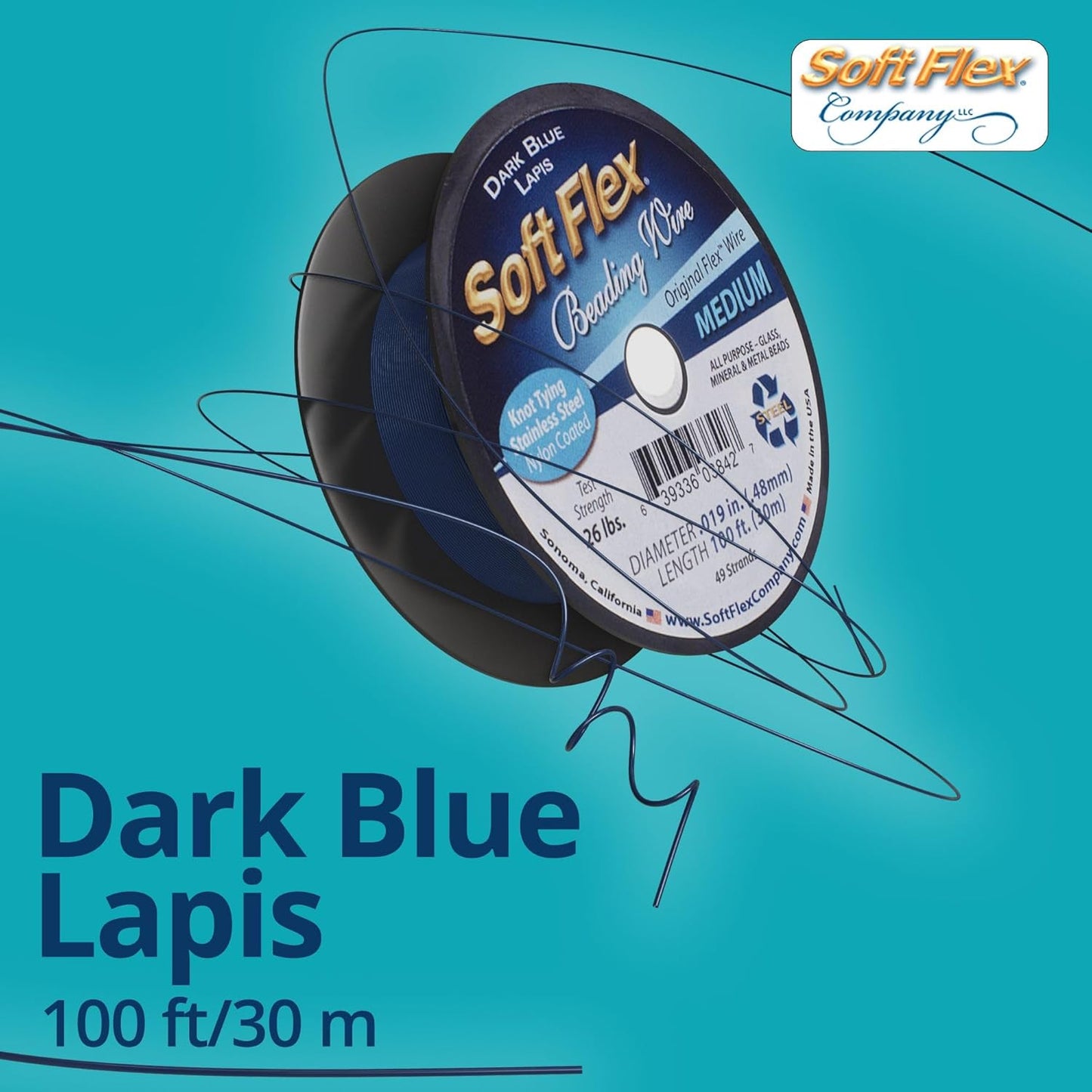 Soft Flex 49 Strand Beading Wire - Medium 0.19 Diameter - 100 Feet Nylon Design Wire