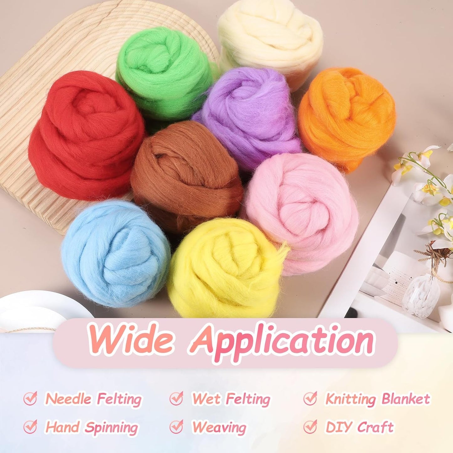 PATIKIL Wool Roving Yarn, 150G/5.3OZ Soft Felting Wool Pure Chunky Roving Yarn Bulk for Needle Felting Knitting Blanket Spinning Weaving DIY Craft, Bright Brown