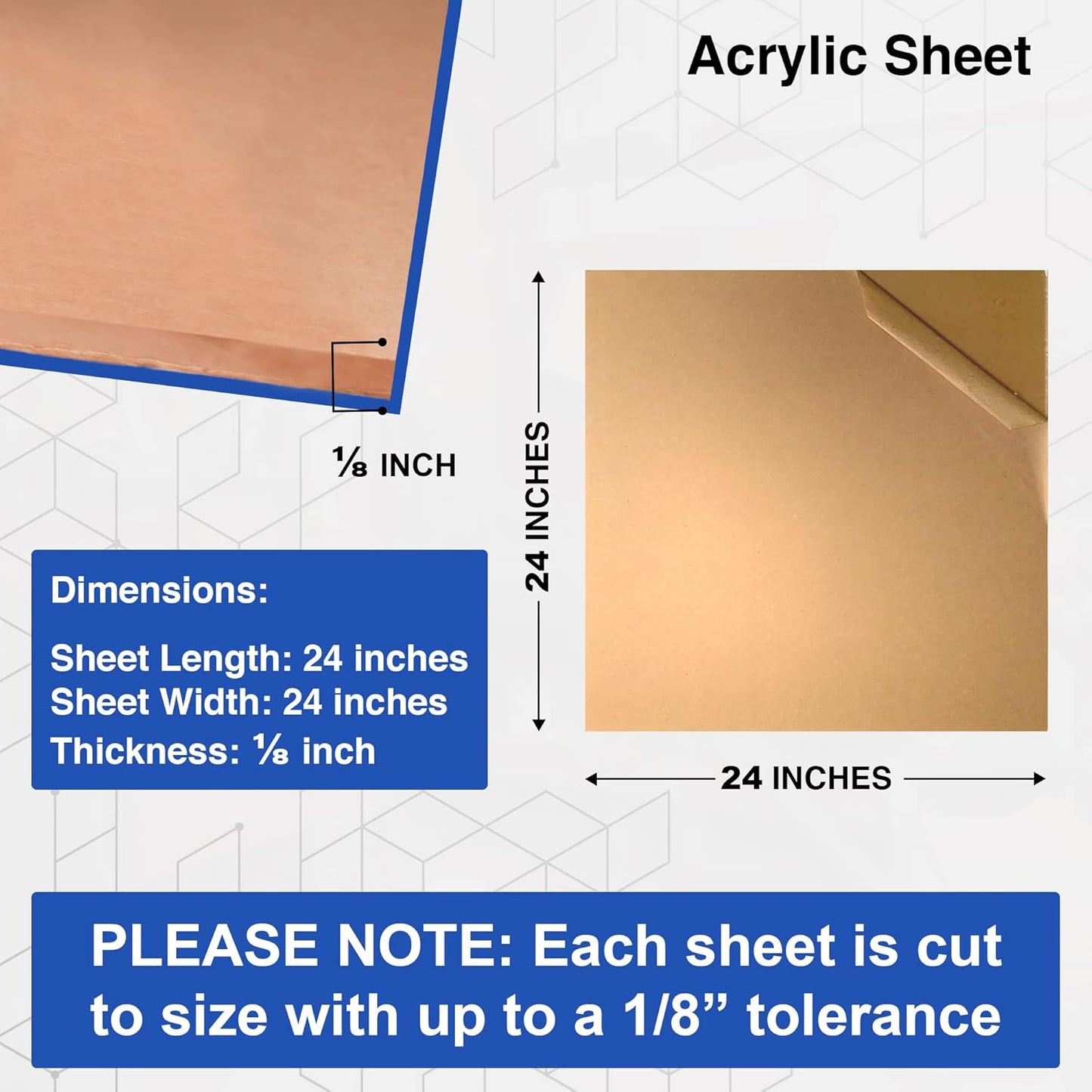 Duco USA-Made Clear Cast Acrylic Sheet 1/8 Inch Thick 24" x 24" - 4 Pack of Transparent Plexiglass Sheet - Lightweight Acrylic Board for Window Replacements, Displays, Signs, and More