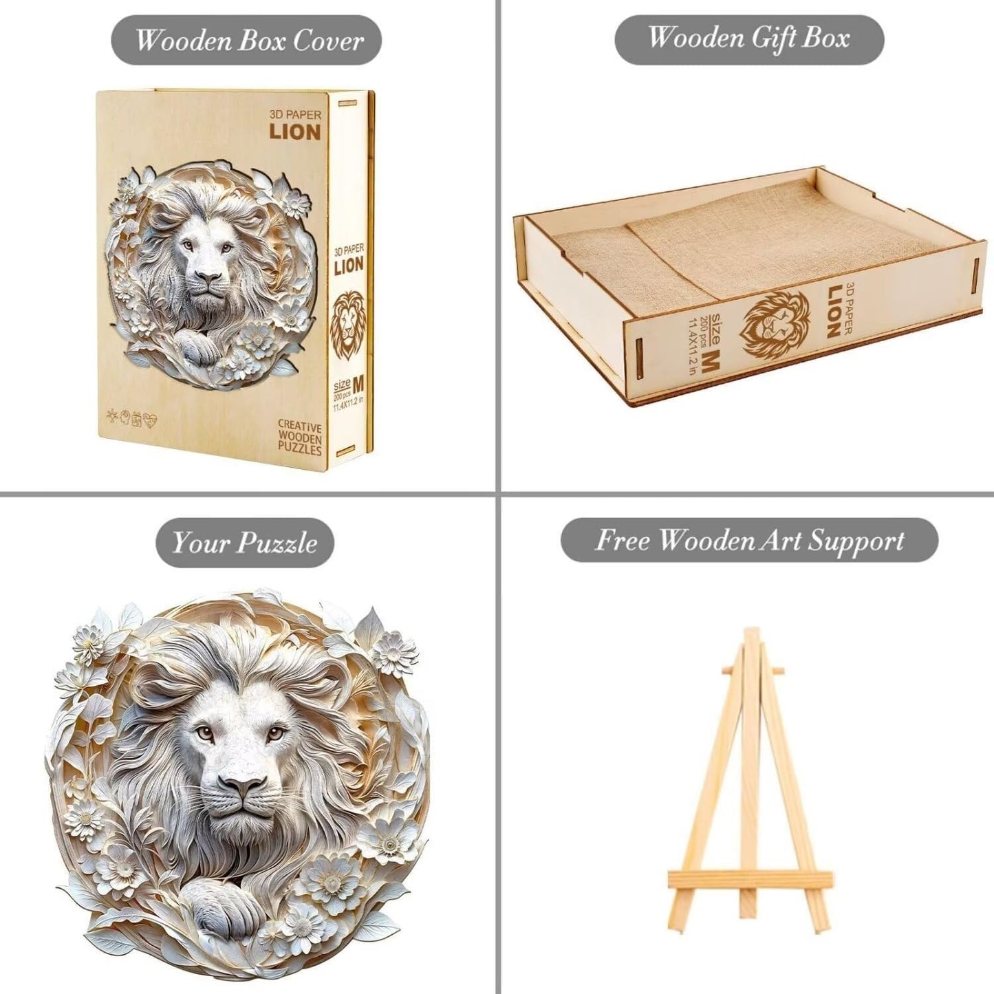 Wooden Puzzles Adults, 3D Paper Lion Wooden Puzzles 100 Pieces, Unique Animal Shaped Wood Challenging Jigsaw Puzzles Gifts for Adults, 8.5x8.3in