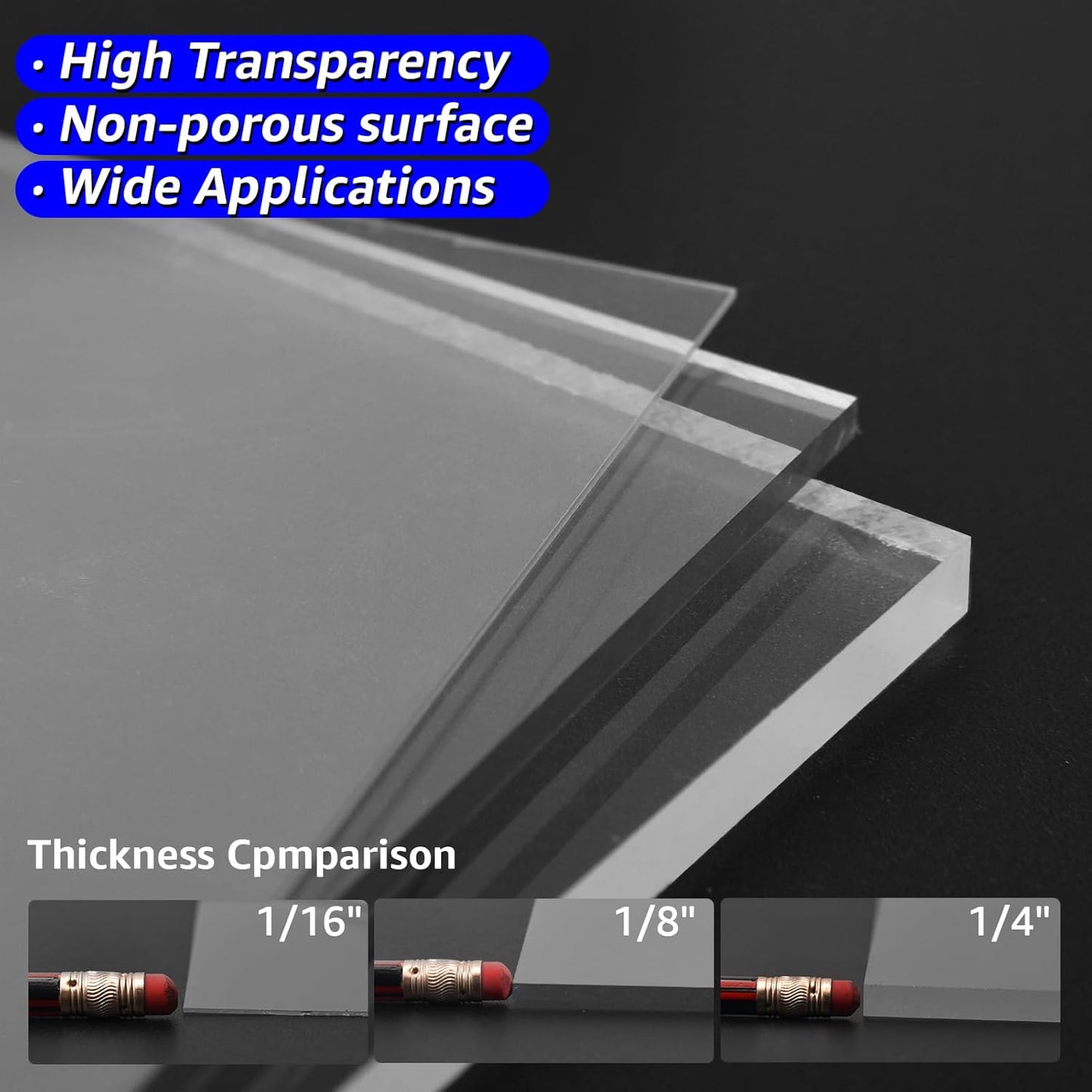 Art3d (2 Pack) 1/4" Thick Plexiglass Sheets - 48" x 24" PET Clear Acrylic Sheets for Art Design，Craft Projects, Signs, DIY in Home, Wedding, Festival,Party,Office