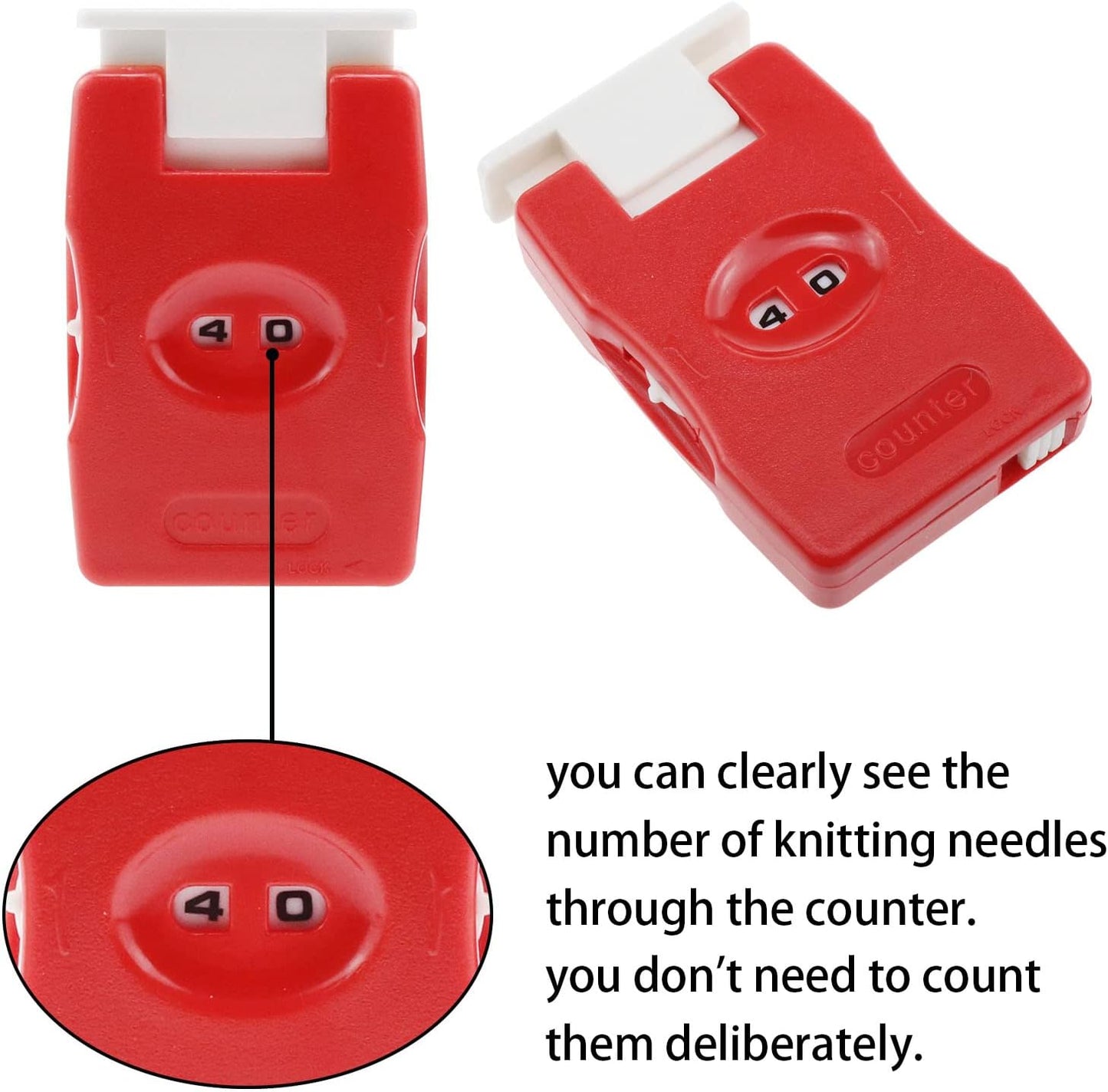 AYLIFU Knitting Counter 2set Mini Crochet Counter Knitting Manual Counter lastic Knitting Marking Tool（red and Pink）