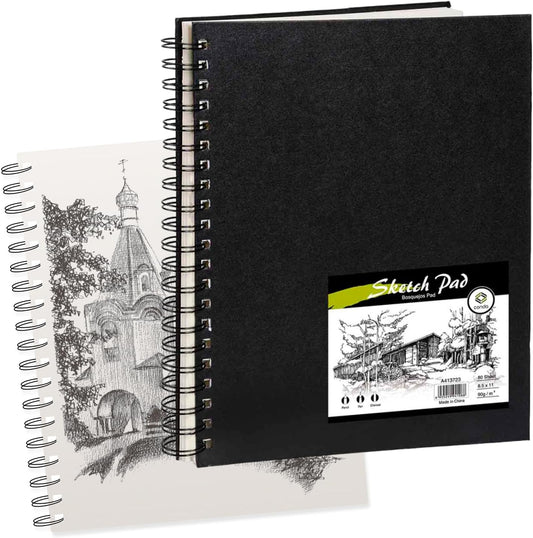 Conda 8.5"x11" Hardbound Sketch Book, Double-Sided Hardcover Sketchbook, Spiral Sketch Pad, Durable Acid Free Drawing Art Paper for Adults