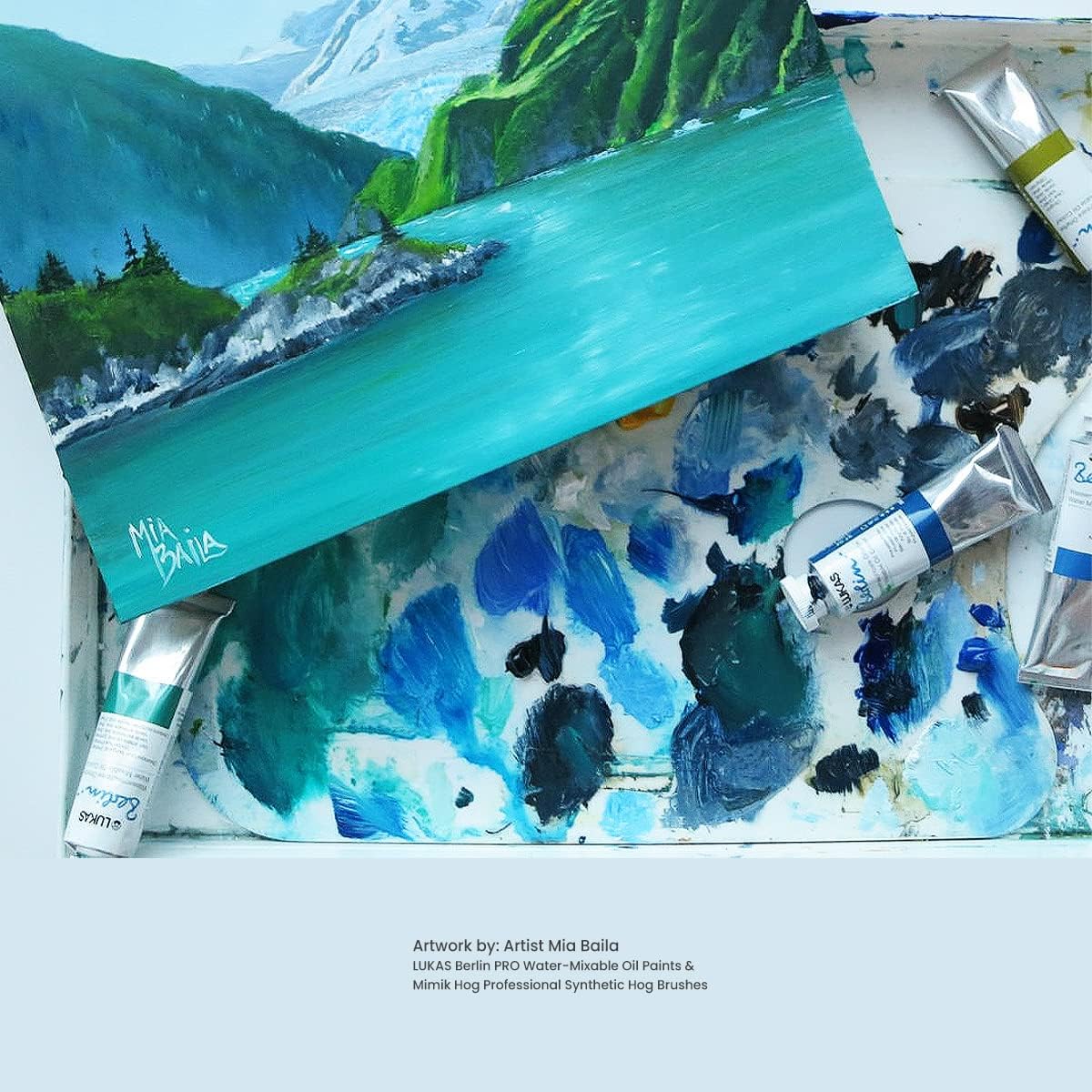 Lukas Water Mixable Oil Paint - Eco-Friendly, 37ml Greens Set of 5, Solvent-Free Artist Oil Paint with Lightfast Pigments and Beeswax for Smooth Consistency, Water Soluble, Quick-Drying