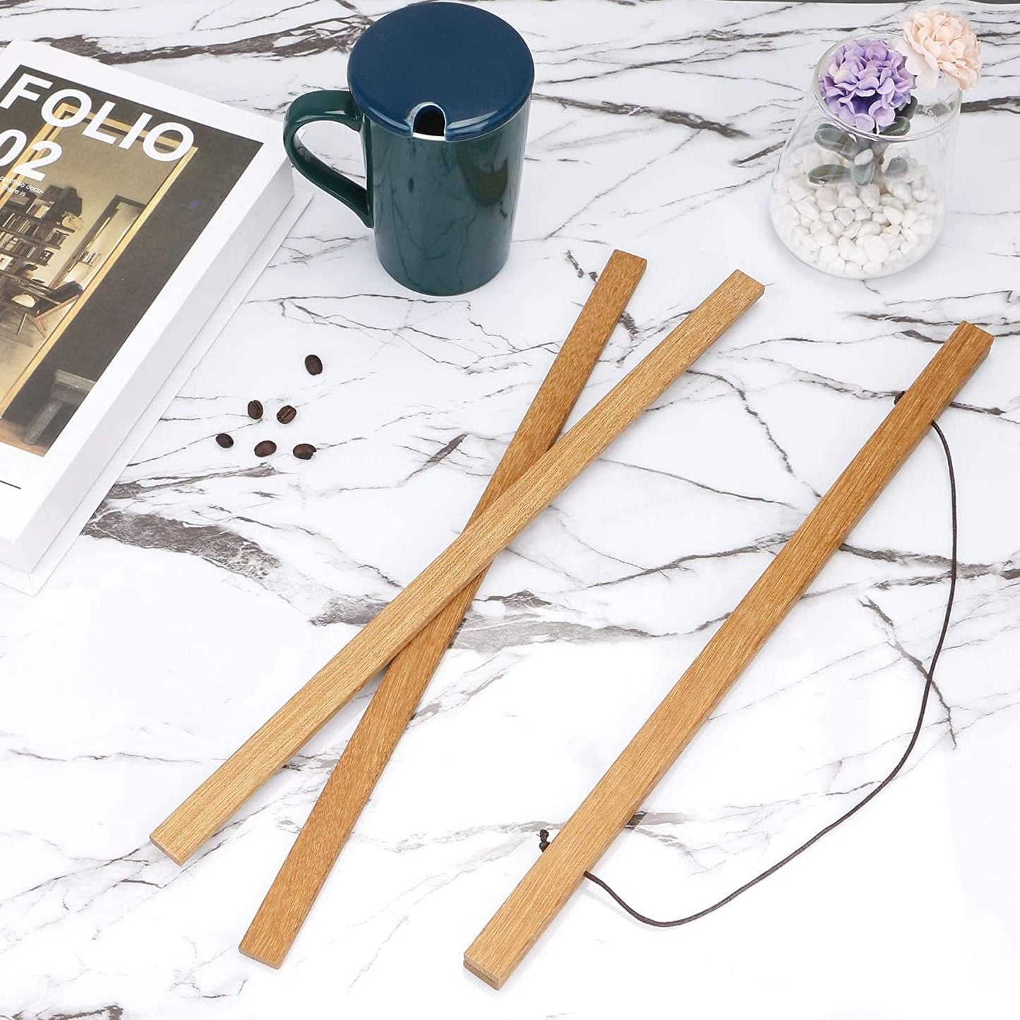 WITCOLOR Magnetic Poster Hanger, 30x20 30x30 30x40 Poster Frame Wood Wooden Magnet Print Posters Dowel Scroll Hanger Hangers Hanging Kit for Walls Map Canvas Artwork (Teak, 30")