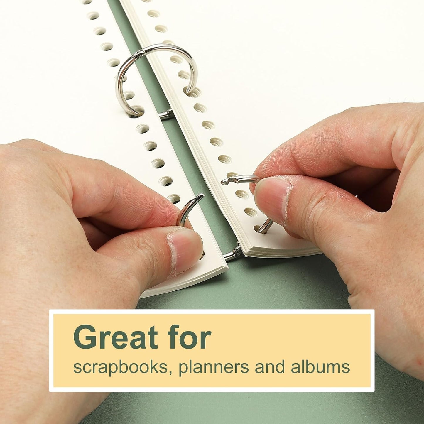 PATIKIL 2.5" x 2.8" Loose Leaf Binder Rings, 30 Pcs Metal Book Rings Nickel Keychain Ring for Paper Index Cards Flash Card Notebook Rings Office Home Book Binder, Silver Tone