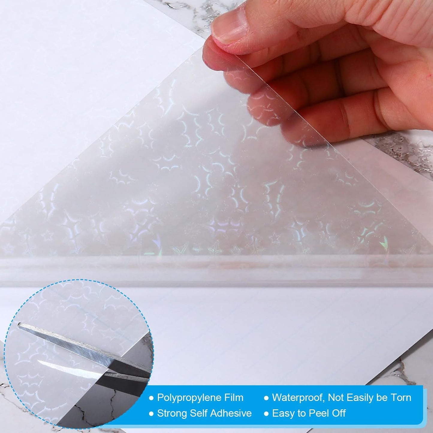 PATIKIL 11.7x8.3" Holographic Sticker Paper, 20Sheets A4 Polypropylene Self-Adhesive Transparent Waterproof Laminate Overlay Film for Photo Cards Scrapbook Decorations, Christmas Ribbon