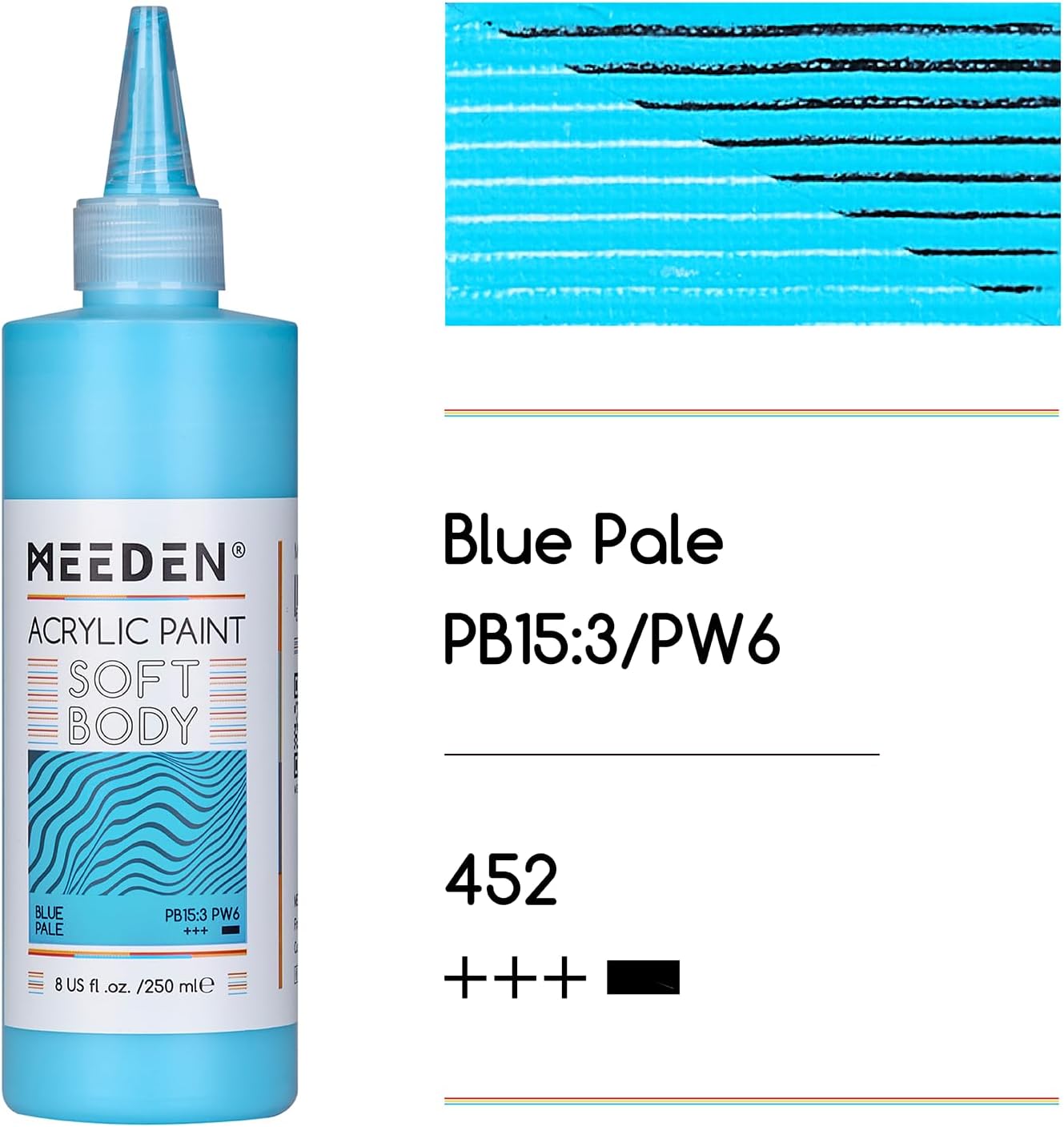 MEEDEN Soft Body Acrylic Paint: Blue Pale Matte Finish - 250ml/8.45oz Bulk Acrylic Colors in Ergonomic Bottle - Fluid Flow Art Paints for Artists Canvas Painting