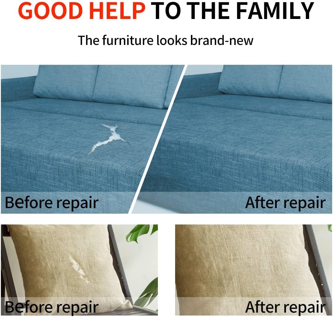 Fabric Repair Patches, 17X79 Inch Linen Repair Tape Self-Adhesive Fabric Patches Durable, DIY Large Linen Tape for Sofa, Couches, Furniture, Chair, Clothing （17X79 Inch, Brown）