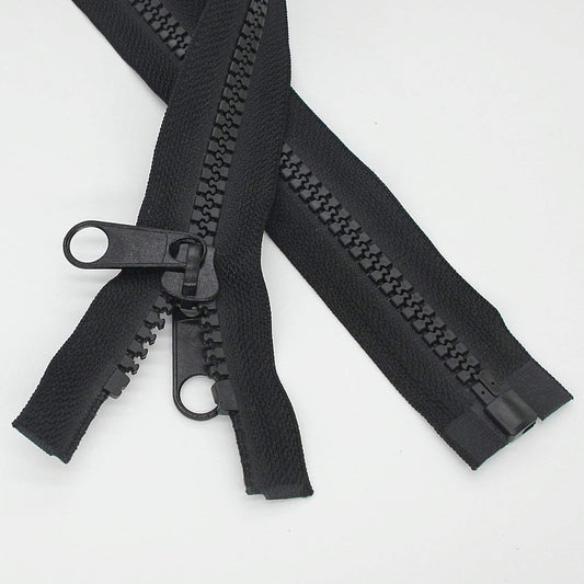 Leekayer 1PCS #10 84 Inch Heavy Duty Zippers for Sewing Separating Large Plastic Zippers Black Tape with Double Pull Tab Slider, Sleeping Bag, Boat, Canvas, Cover, Trampoline, Dog Bed,Tent (84" 1pcs)