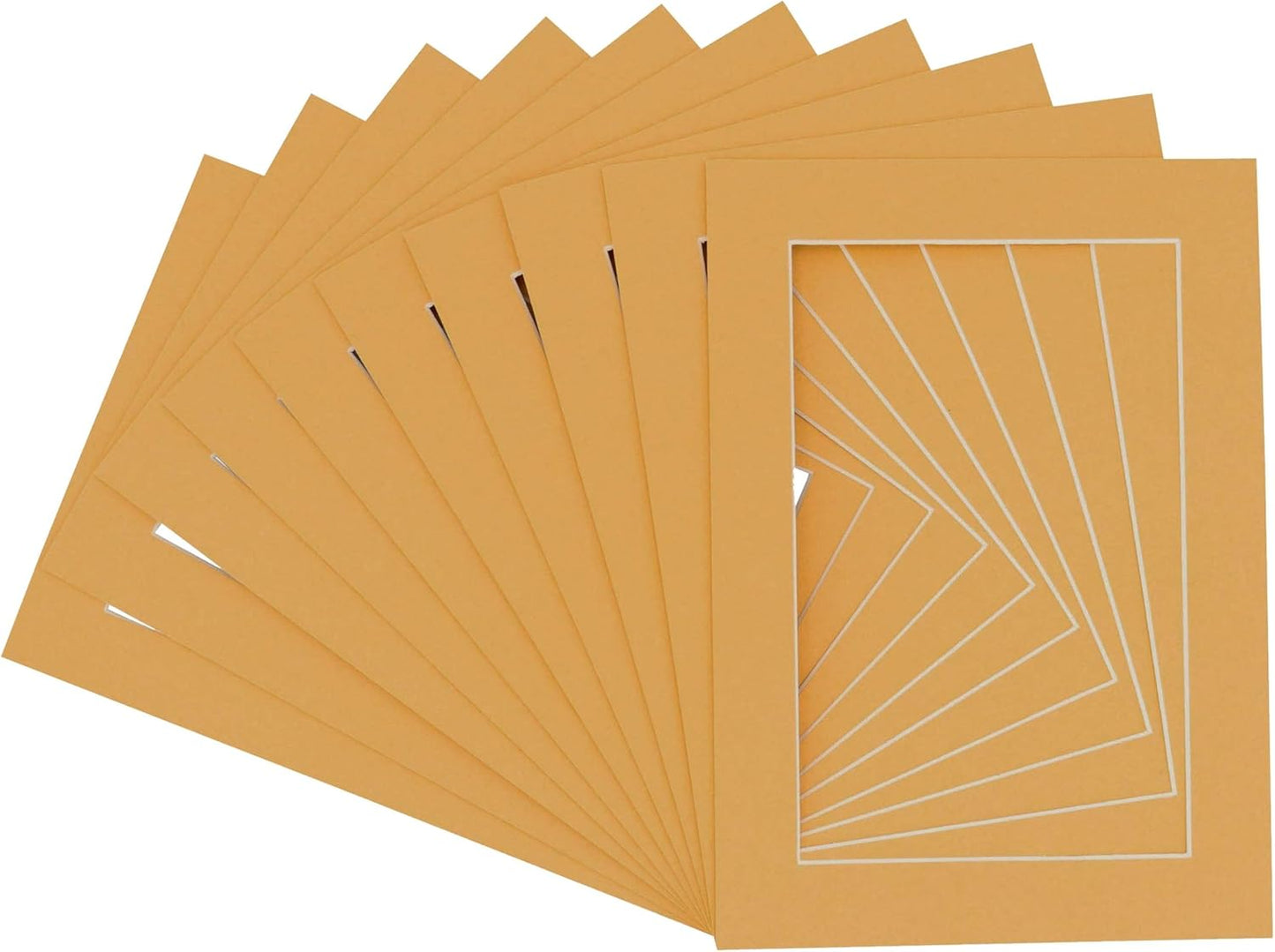 Pack of Ten Acid Free 11x14 Mats Bevel Cut for 8.5x11 Photos - Topaz Orange Precut Matboards With Backing Boards and Self Seal Photo Mat Bags For Pictures, Photos, Framing - 4-ply Thickness