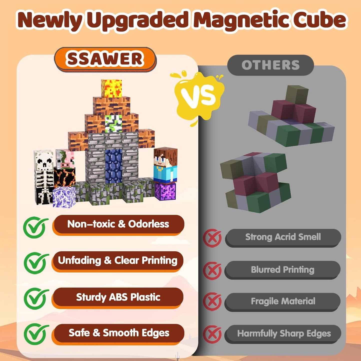 Magnetic Blocks, Magnetic Tiles Building Blocks, Magnet Cubes STEM Sensory Game Toys Christmas Birthday Gifts for Kids Boys Girls Age 3+ (Sword)