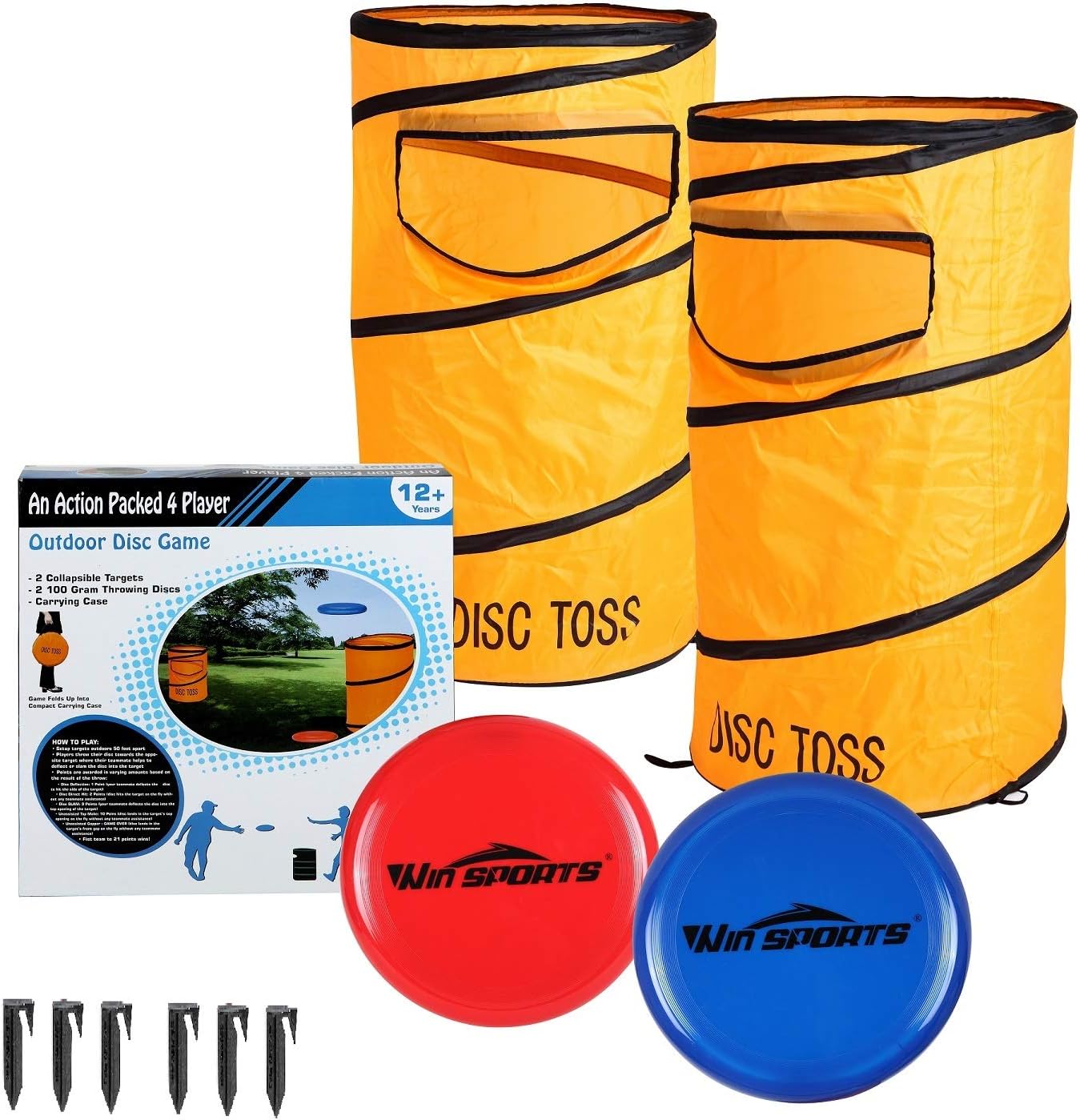 Folding Disc Toss Game Set - Flying Disc Toss Dunk Game Set - Includes 2 Disc Targets with Bean Bag & 2 Flying Discs & Carrying Case - Great for Backyard,BBQs,Tailgating
