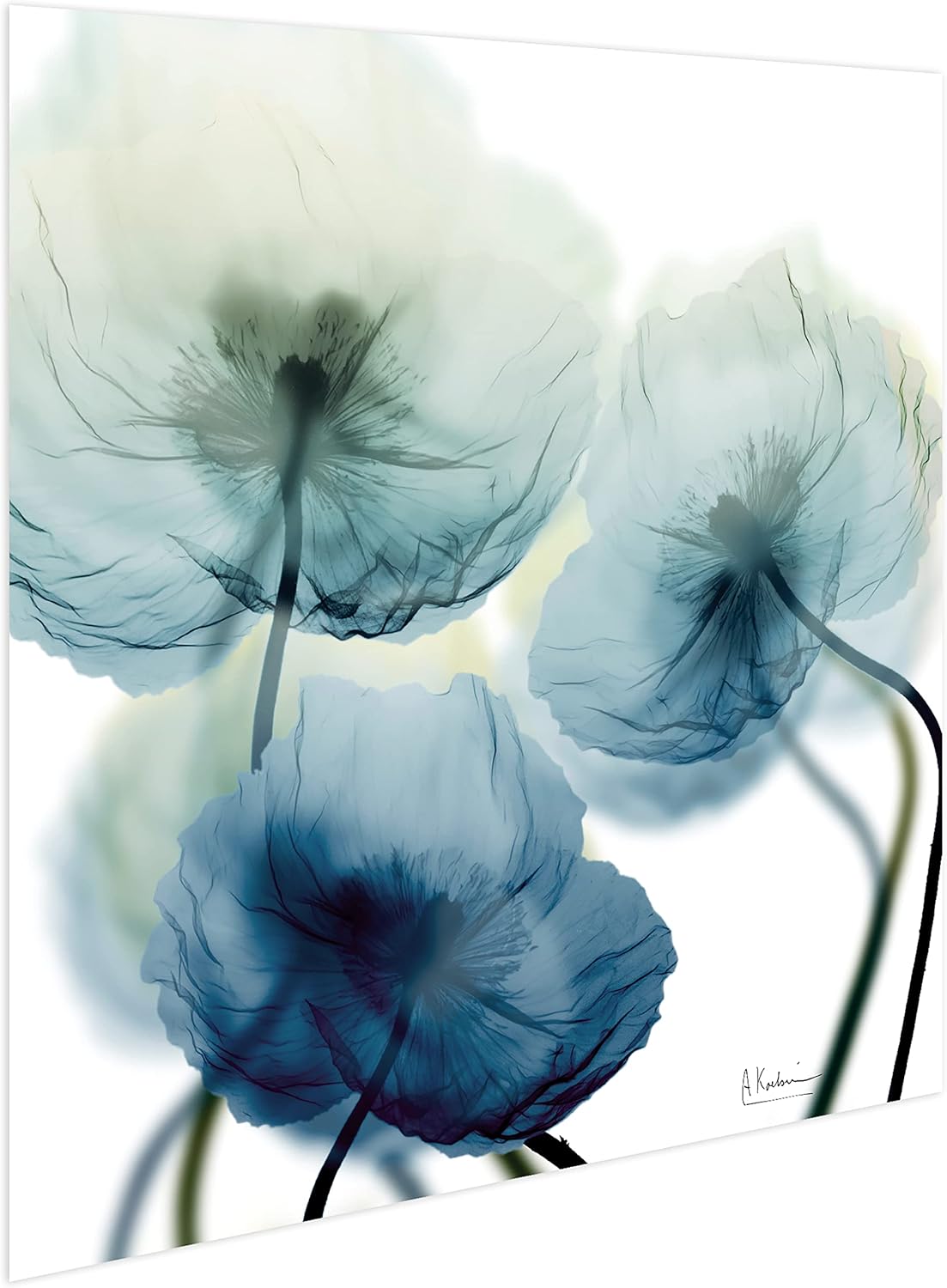 Empire Art Direct Frameless Free Floating Tempered Glass Panel Graphic Wall Art Ready to Hang, 24" x 24", Unfocused Beuaty, Blue Flower