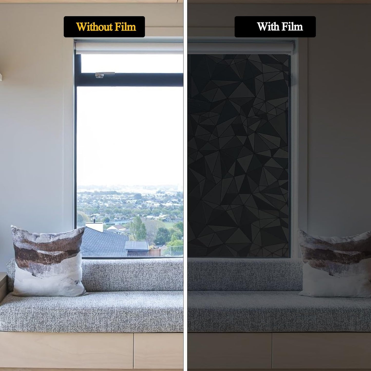 Niviy Blackout Window Privacy Film with Installation Tools Static Cling 100% Light Blocking Room Darkening, Heat Control Removable Window Tint for Home, Black Out Window Cover 23.6" by 78.7"