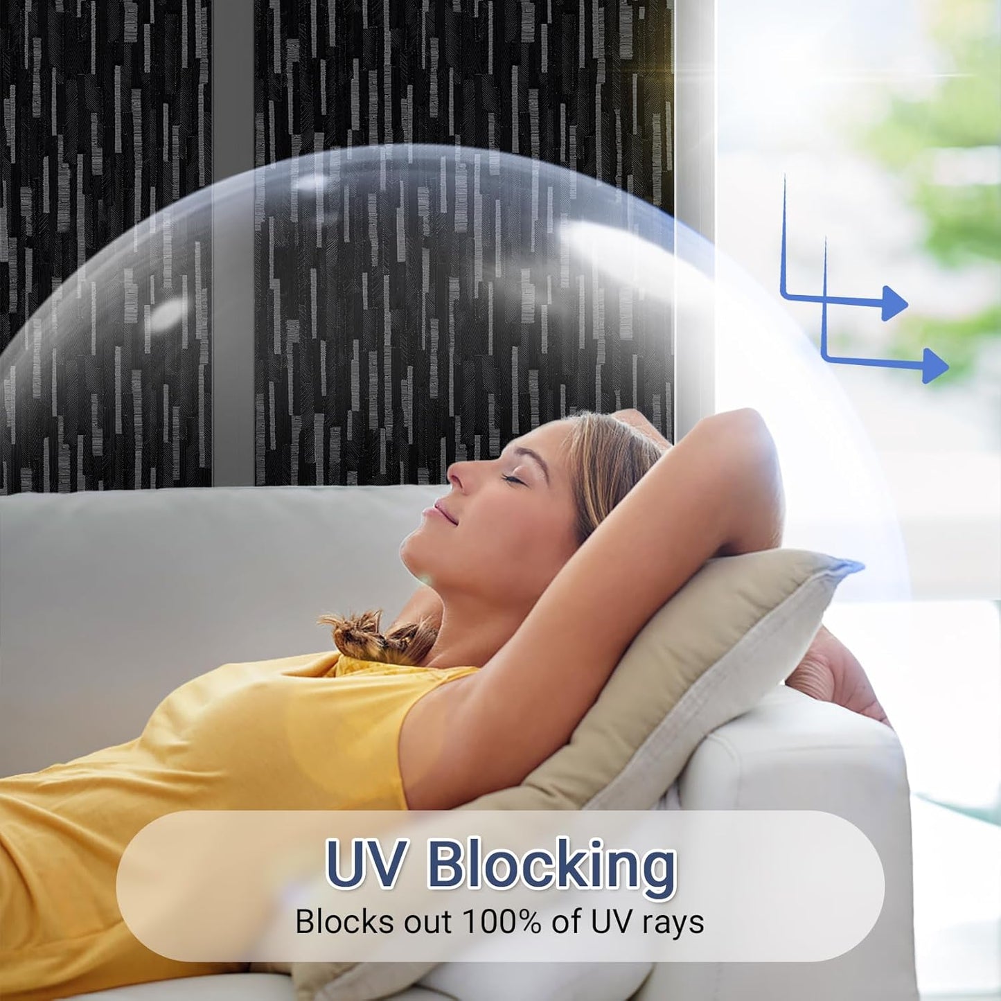 Haton Blackout Window Film, Black Out Window Cover, Sun Light Blocking Frosted Privacy for Glass Door, Heat Control Room Darkening Tint for Home Day Sleep, Non-Adhesive, Black 35.4" x 78.7"