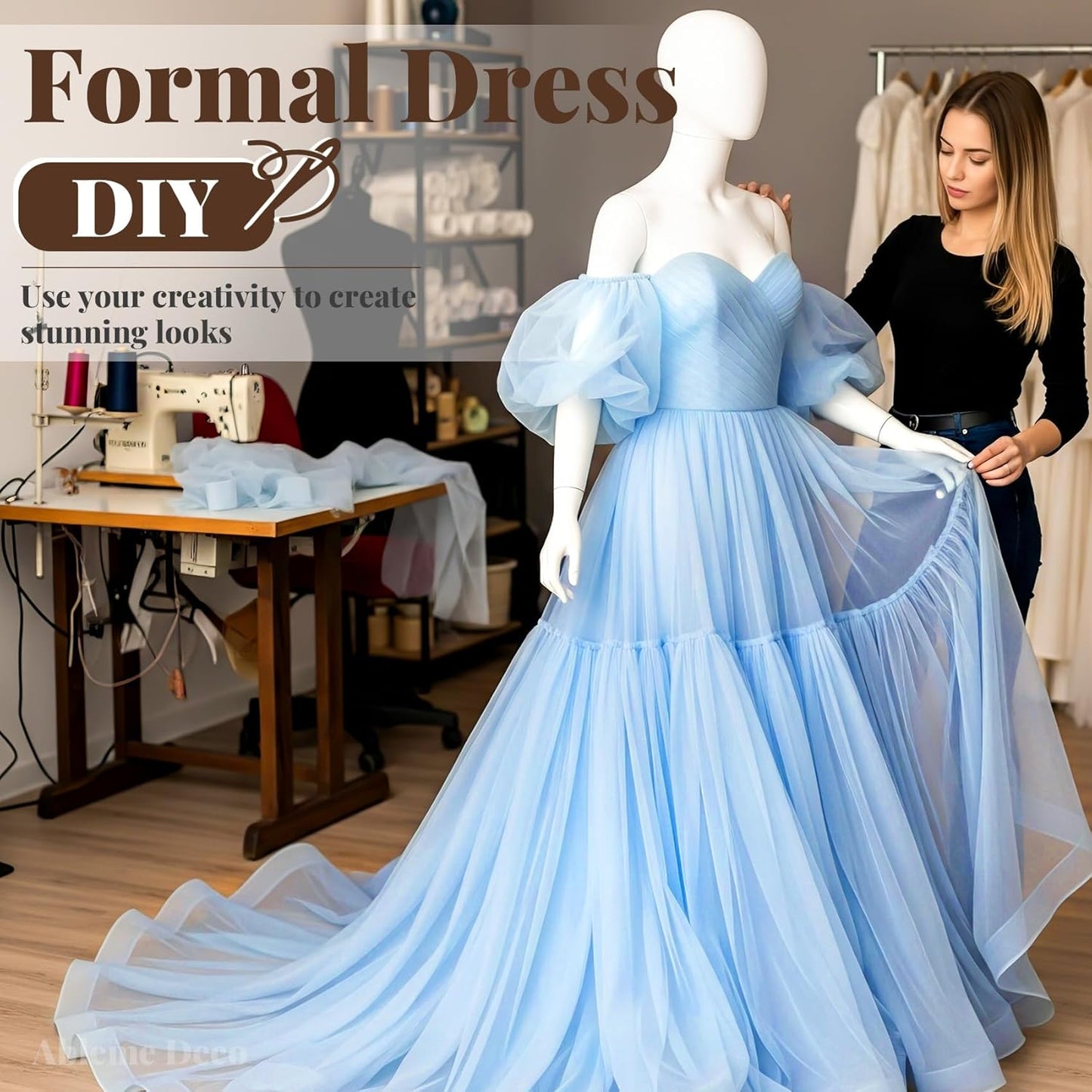 Sheer Fabric 60" x 1 Yards (3 ft) Organza Fabric by The Yard for DIY Wedding Decorations Craft Projects Party Backdrops Bows (Baby Blue)