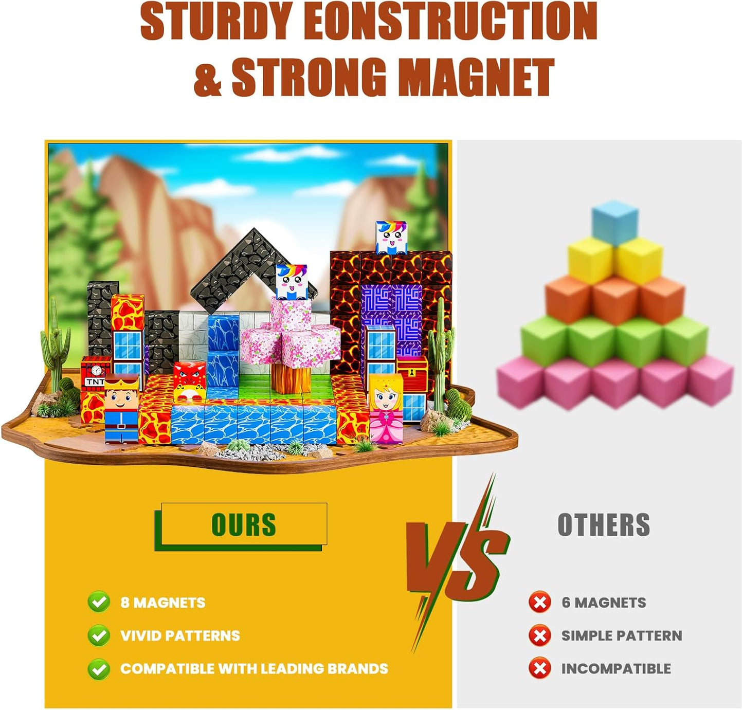 Magnetic Blocks - Build Magnet World Magic Portal Set, Magnetic Tiles Building Blocks Toddler Toys STEM Sensory Outdoor Toys for 3+ Year Old Boys & Girls, Creative Kids Games Kids Toys-120PCS