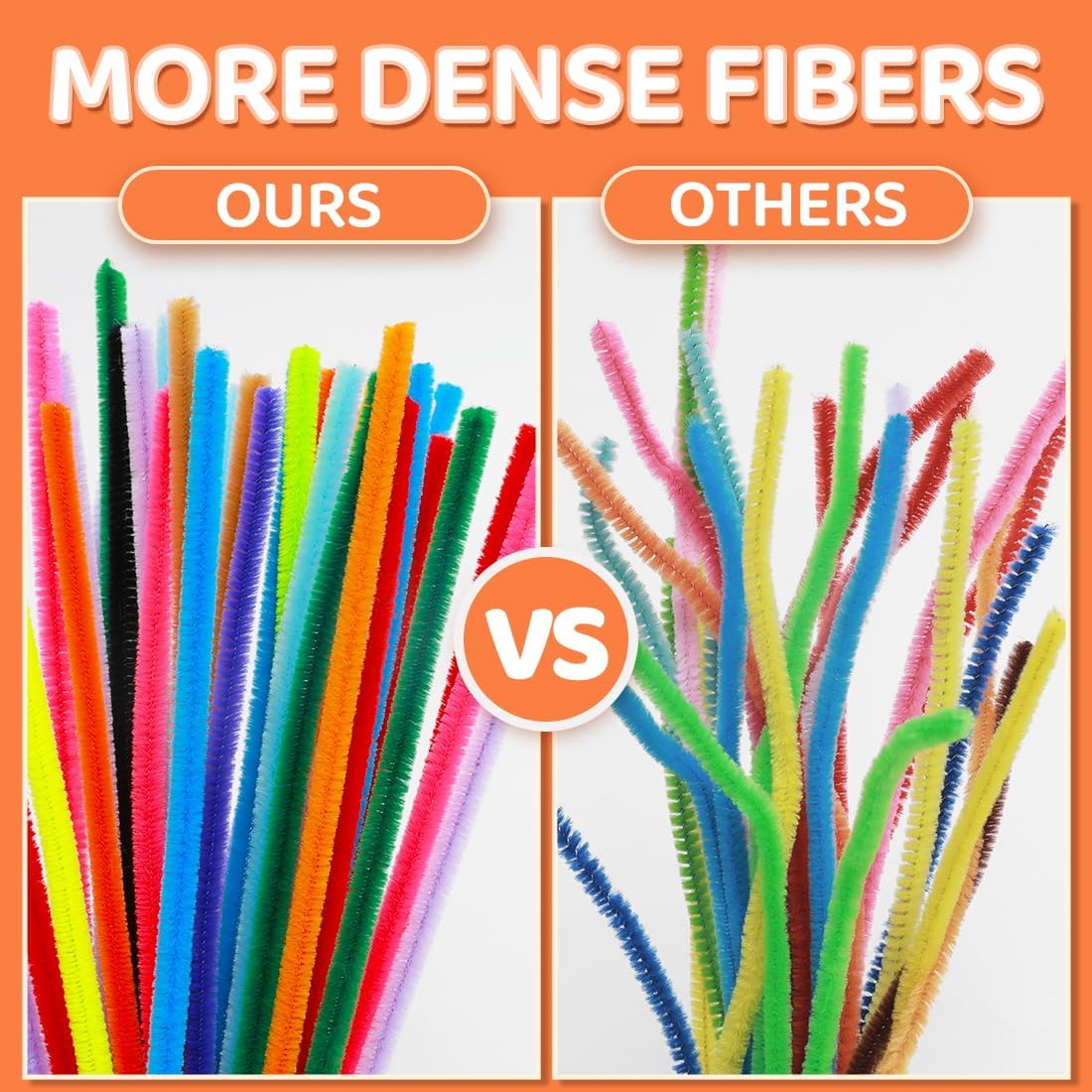 GAGANIU 500pcs Pipe Cleaners, Pipe Cleaners for Crafts, Craft Supplies Multicolor Chenille Stems for Art&Craft Christmas DIY Projects(Orange)