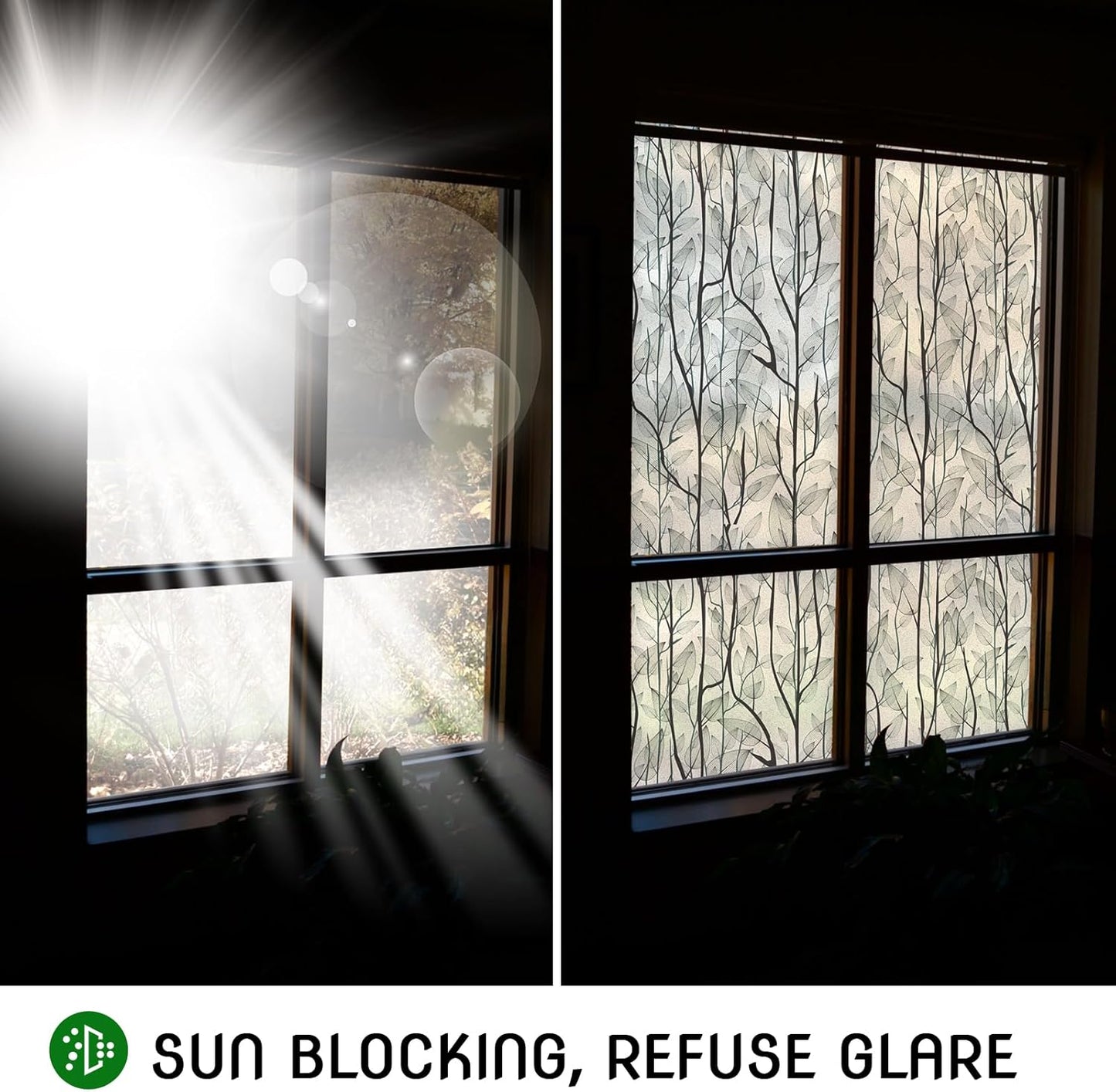 DKTIE Window Film Privacy with Installation Tools, Decorative Stained Glass Window Clings for Home, Static Cling Window Sticker for Front Door, Bathroom, Glass Door (Dark Green, 35.4'' x 78.7'')