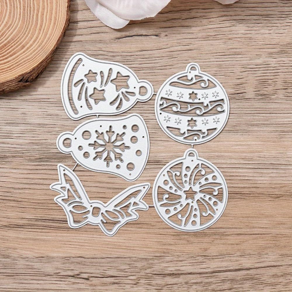 Lapoo Festivals Metal Cutting Die for Scrapbooking - Durable, Cut Stencils for DIY Scrapbook Photo Album Decorative Paper Card, Card Making Supplies, Embossing (Christmas Bells and Bows 4.7 x 4.6 in)