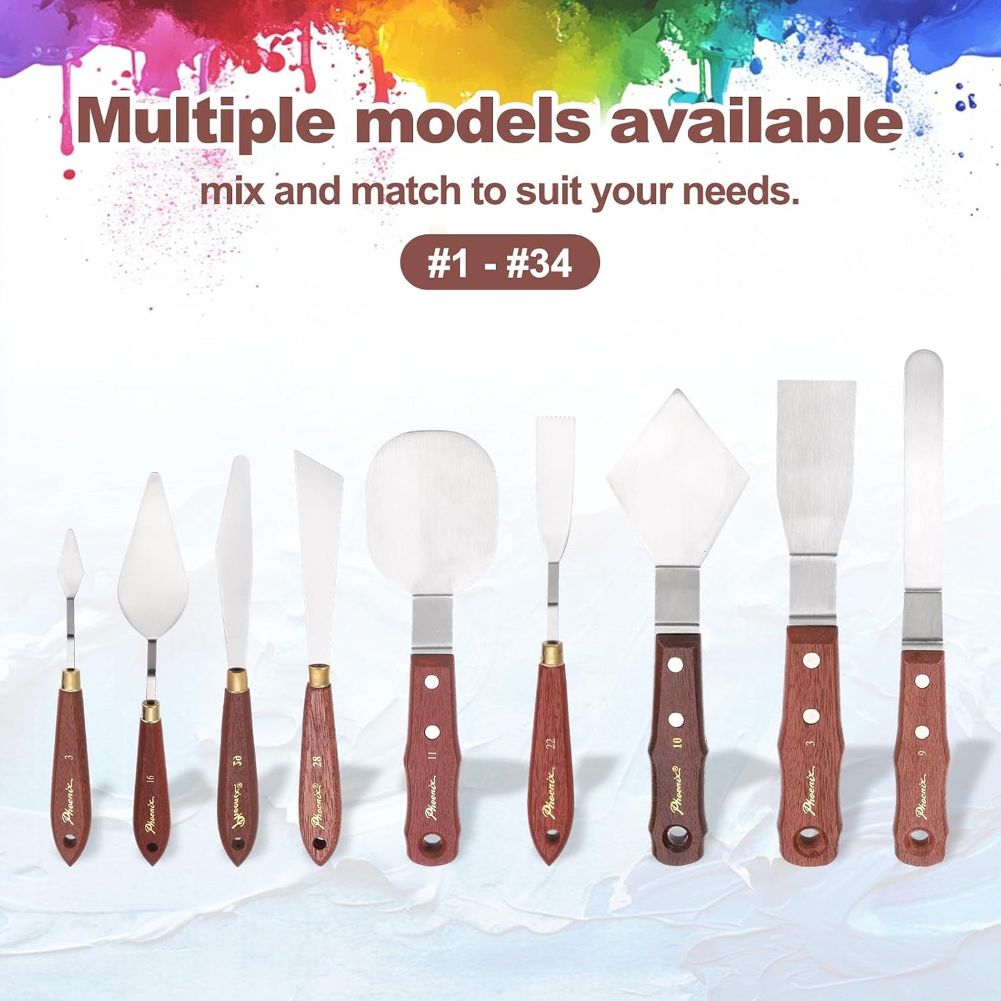 MECCANIXITY Pack of 1 Palette Knife No.3, 7.1" Long Palette Knives with Stainless Steel Flexible Spatula Pallet Knife and Wood Handle for Scraping, Mixing, Oil Acrylic Painting Canvas