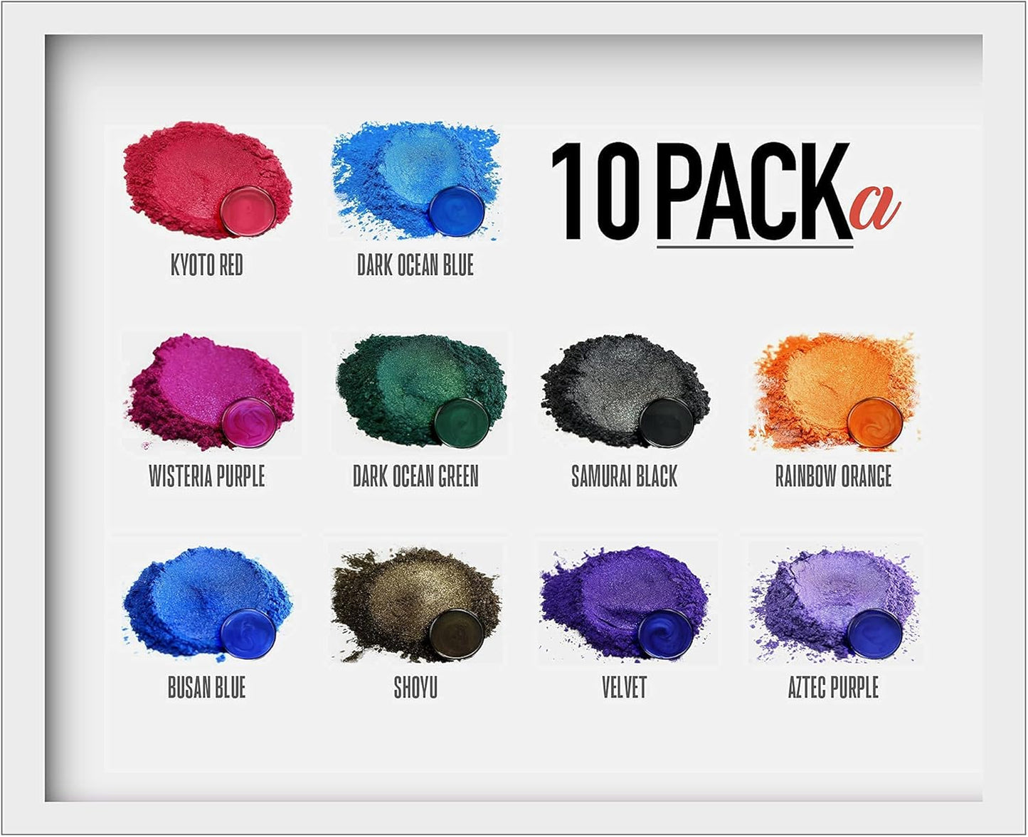 Eye Candy Pigments Variety Mica Pigment Powder Set A - Epoxy Resin Art - Woodworking - Cosmetic Grade Mica Powder - Bath Bombs - Pigment Powder Variety Pack - 50g - Non-Toxic - Skin Safe