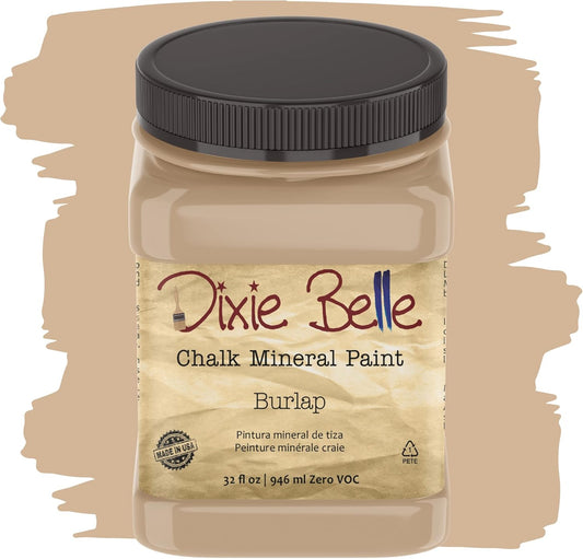Dixie Belle Paint Company Chalk Finish Furniture Paint - Burlap (32oz) - Matte Cozy Tan Chic Chalk Mineral DIY Furniture Paint