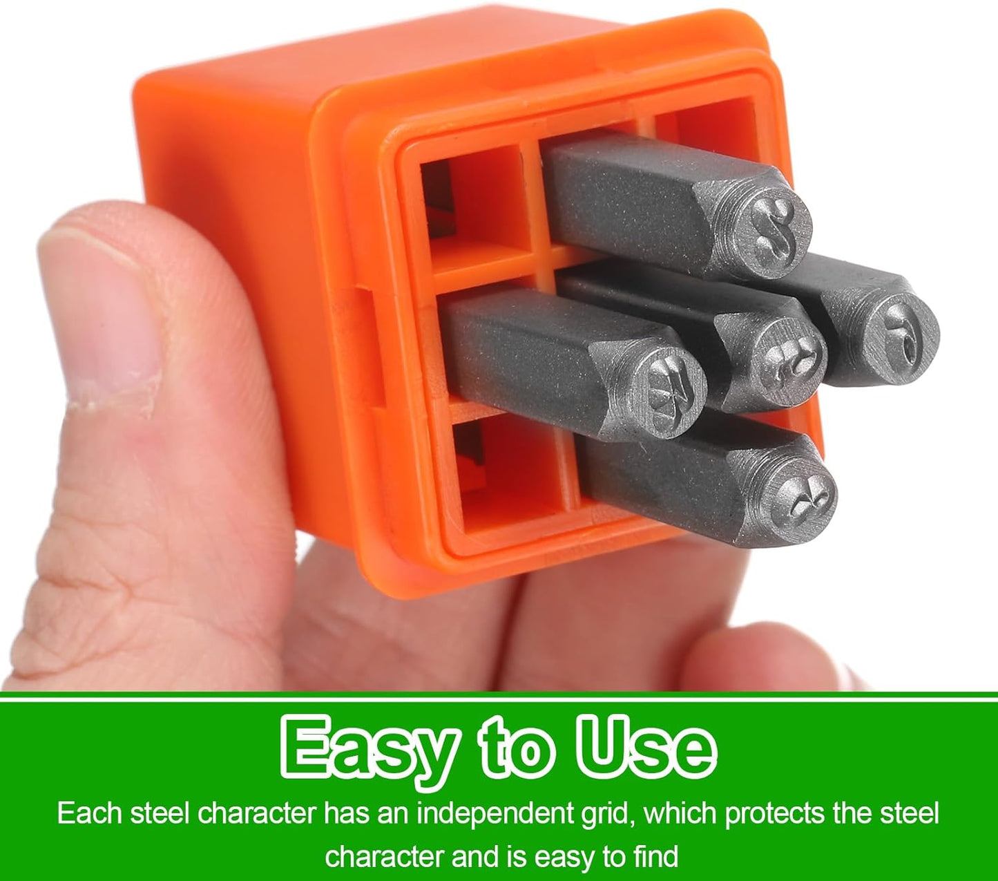 HARFINGTON 36pcs Metal Stamping Kit 1/4" (6mm) Steel Uppercase Letter and Number Punch Set (A-Z / 0-8 / "&" Symbol) Punch Press Tool with Case for Imprinting Metal Plastic Wood Leather