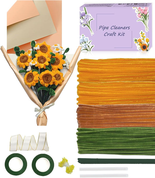 Pipe Cleaners, 400 Pieces Chenille Stems for Flower Bouquet Making, Fuzzy Sticks for DIY Projects, STEM Activities, Length 11.8 inches(30cm), Beginner-Friendly Birthday Gifts for Craft Lovers (Yellow)