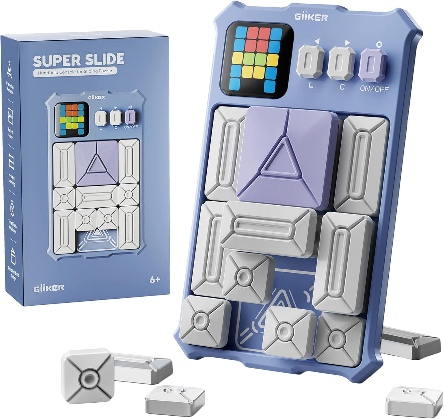 GiiKER Super Slide Puzzle Games, Original 500+ Challenges Brain Teaser Puzzle, Toys for Kids, Travel Games Birthday Gifts Easter Stocking Stuffers for Boys Girls, Activities for Road Trips - Lavender