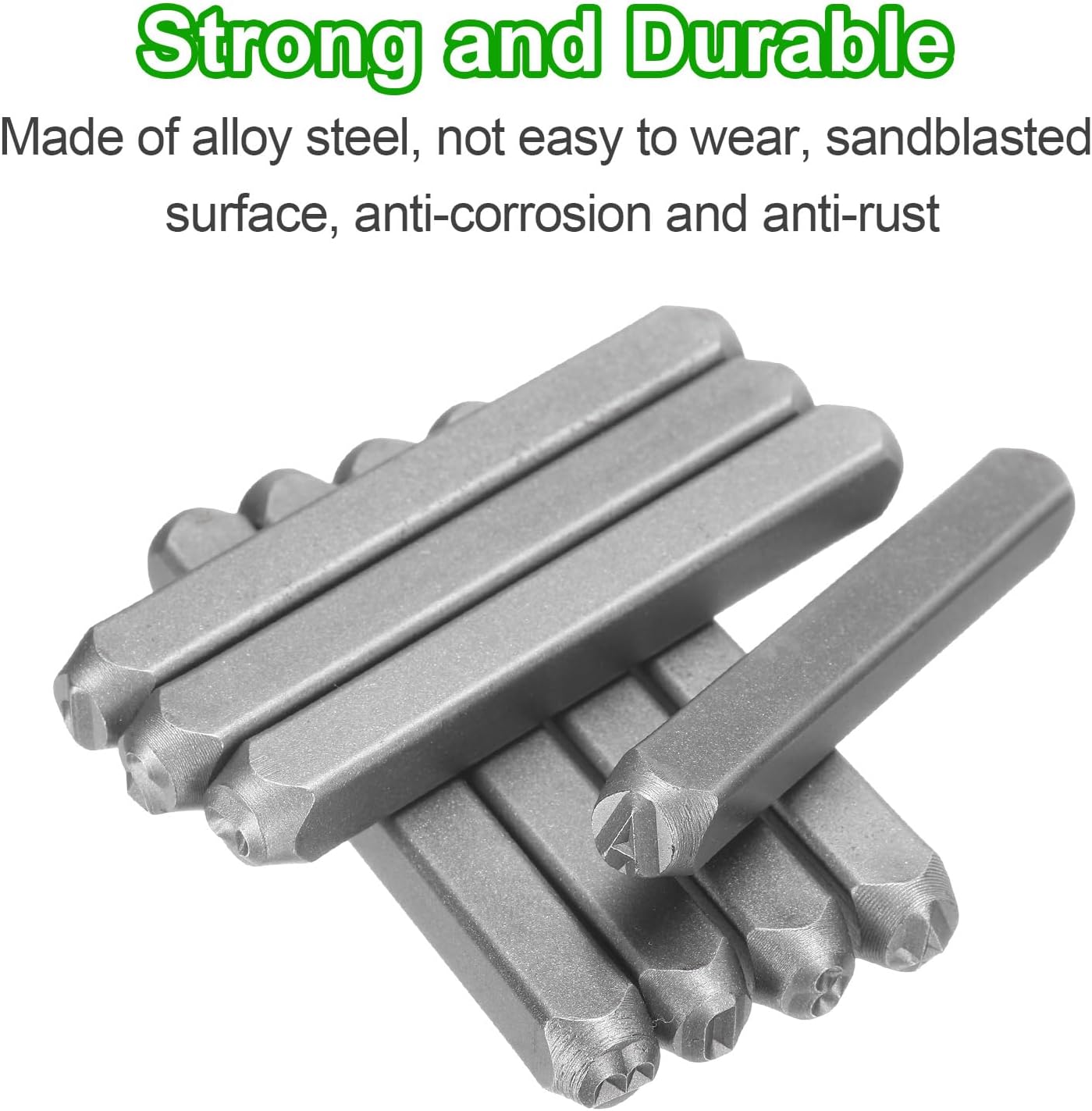 HARFINGTON 36pcs Metal Stamping Kit 1/4" (6mm) Steel Uppercase Letter and Number Punch Set (A-Z / 0-8 / "&" Symbol) Punch Press Tool with Case for Imprinting Metal Plastic Wood Leather