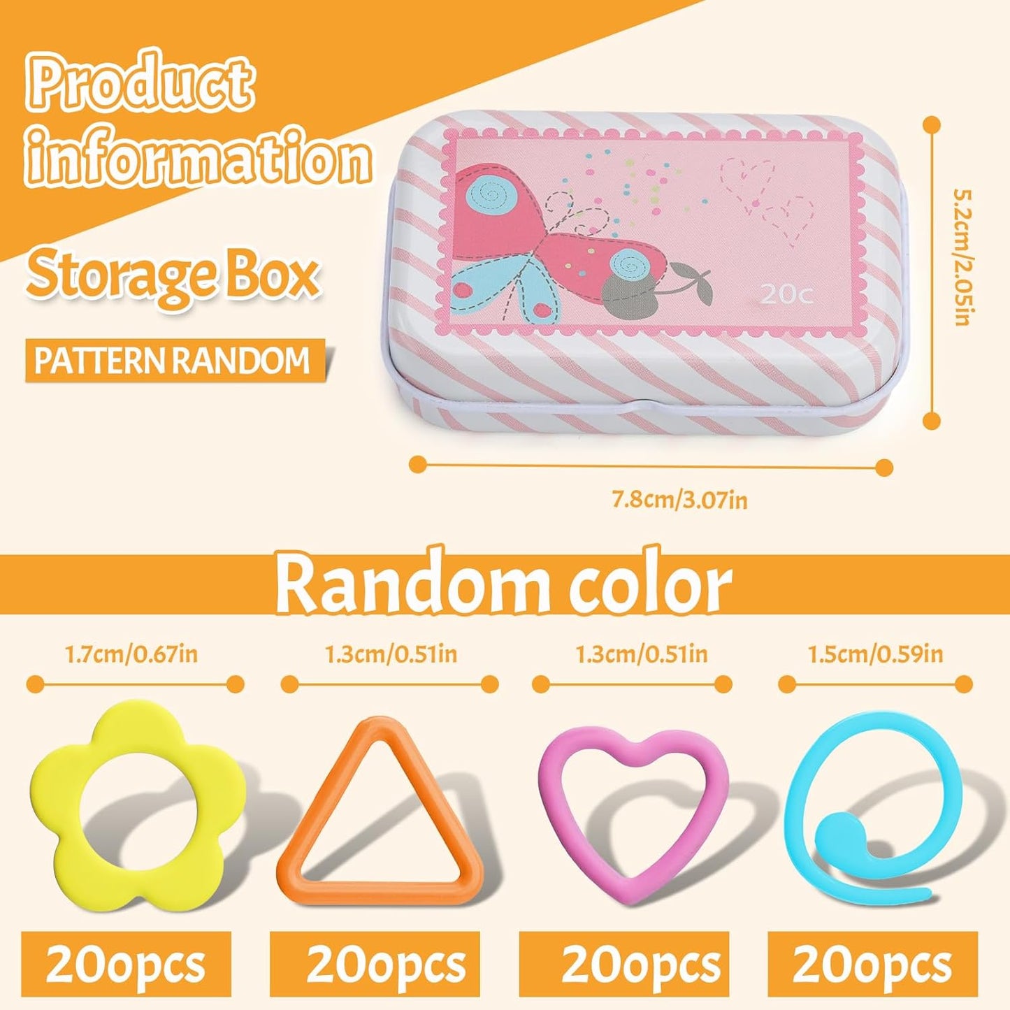 Jmuiiu 80PCS Metal Stitch Markers, 4 Styles Colorful Crochet Stitch Markers for Knitting Crocheting Clothing Tag Diy Craft Project with Storage Box