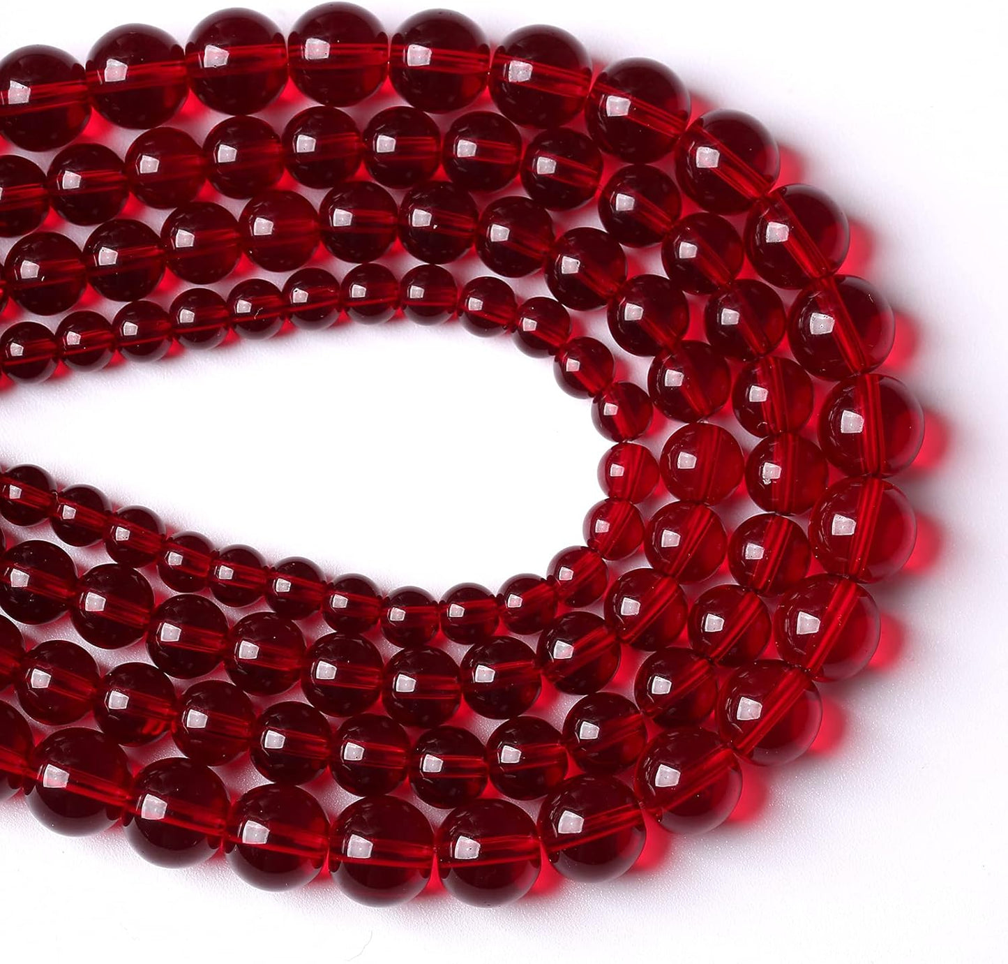 Smooth Garnet Red Glass Crystal Round Loose BeadsFor Jewelry Making DIY Bracelet Necklace Accessories 12mm 34pcs 15" Strand (Garnet Red Glass, 12mm)